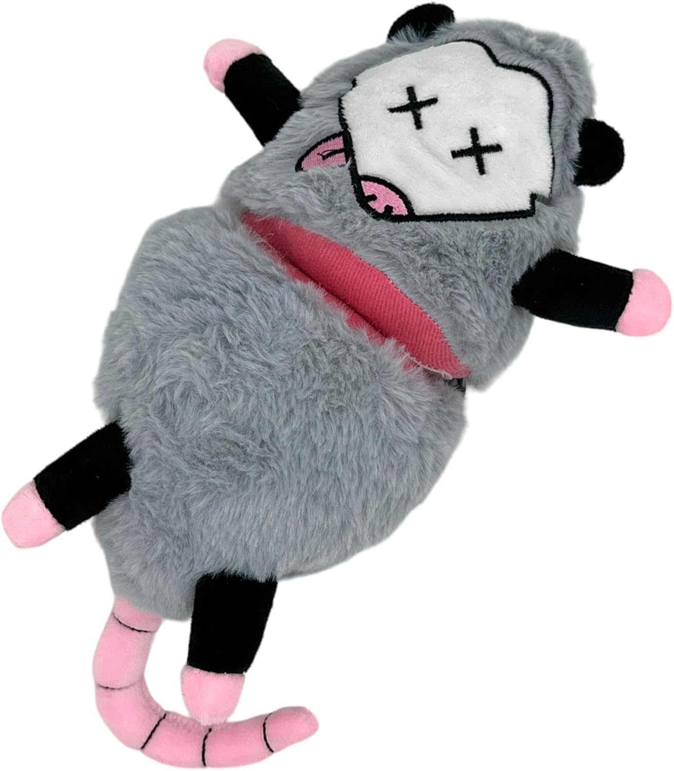 Gray Plush Opossum Dog Toy with Hidden Treat Compartments