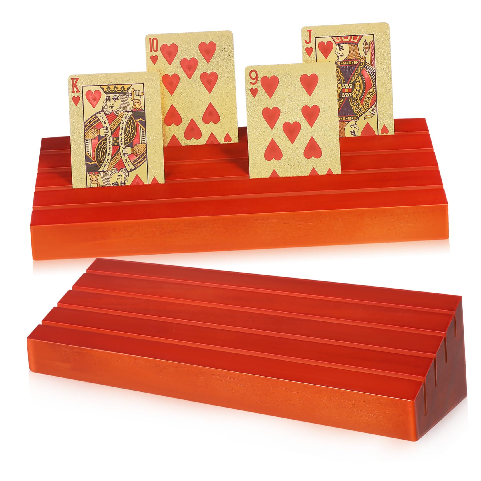 2piezas Soportes para Naipes De Madera Soportes De Exhibición para Baraja De Poker y De Bridge