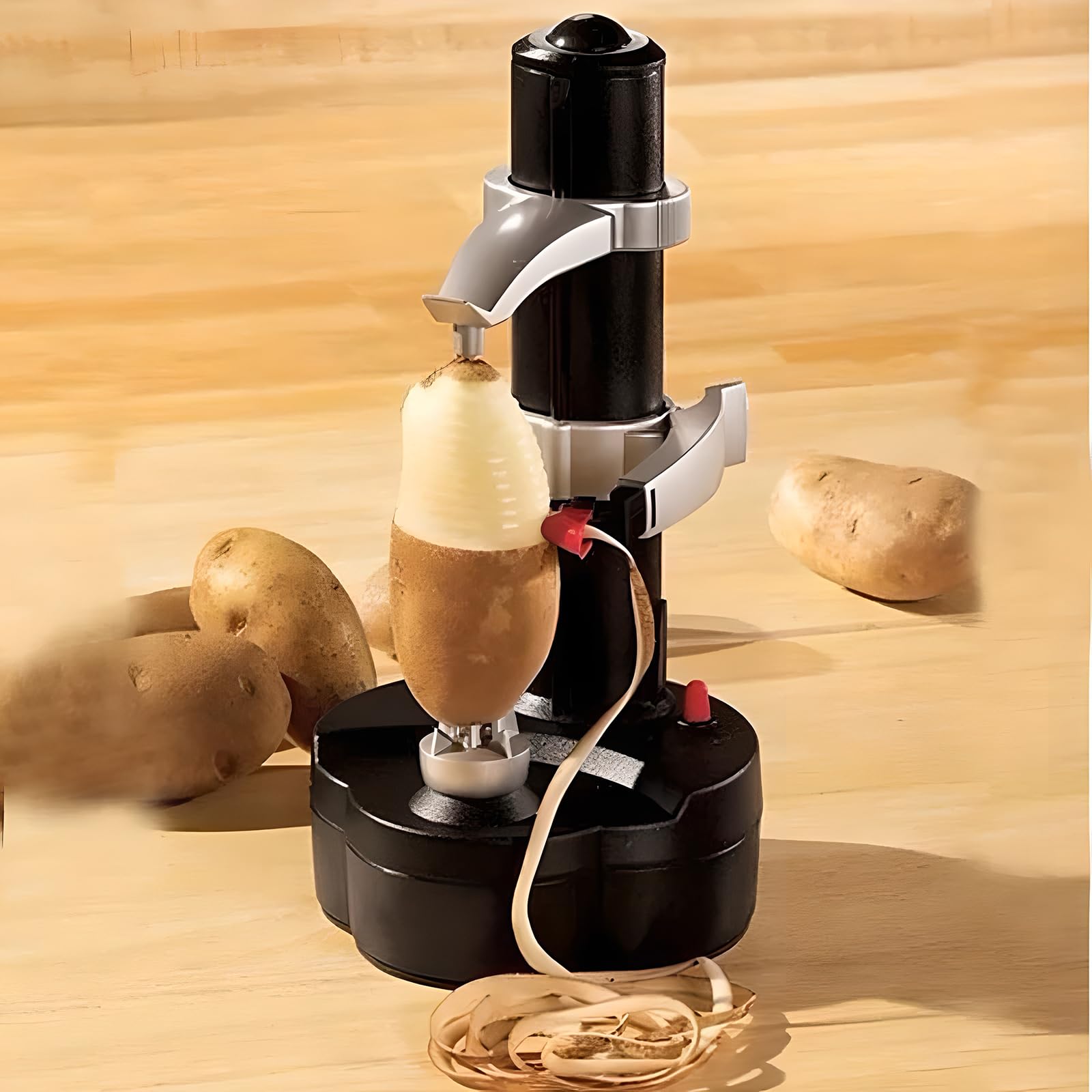 Pelapatate elettrico, sbucciatrice automatica per frutta e verdura con lame in acciaio inossidabile per sbucciare efficacemente patate, mele, carote e agrumi