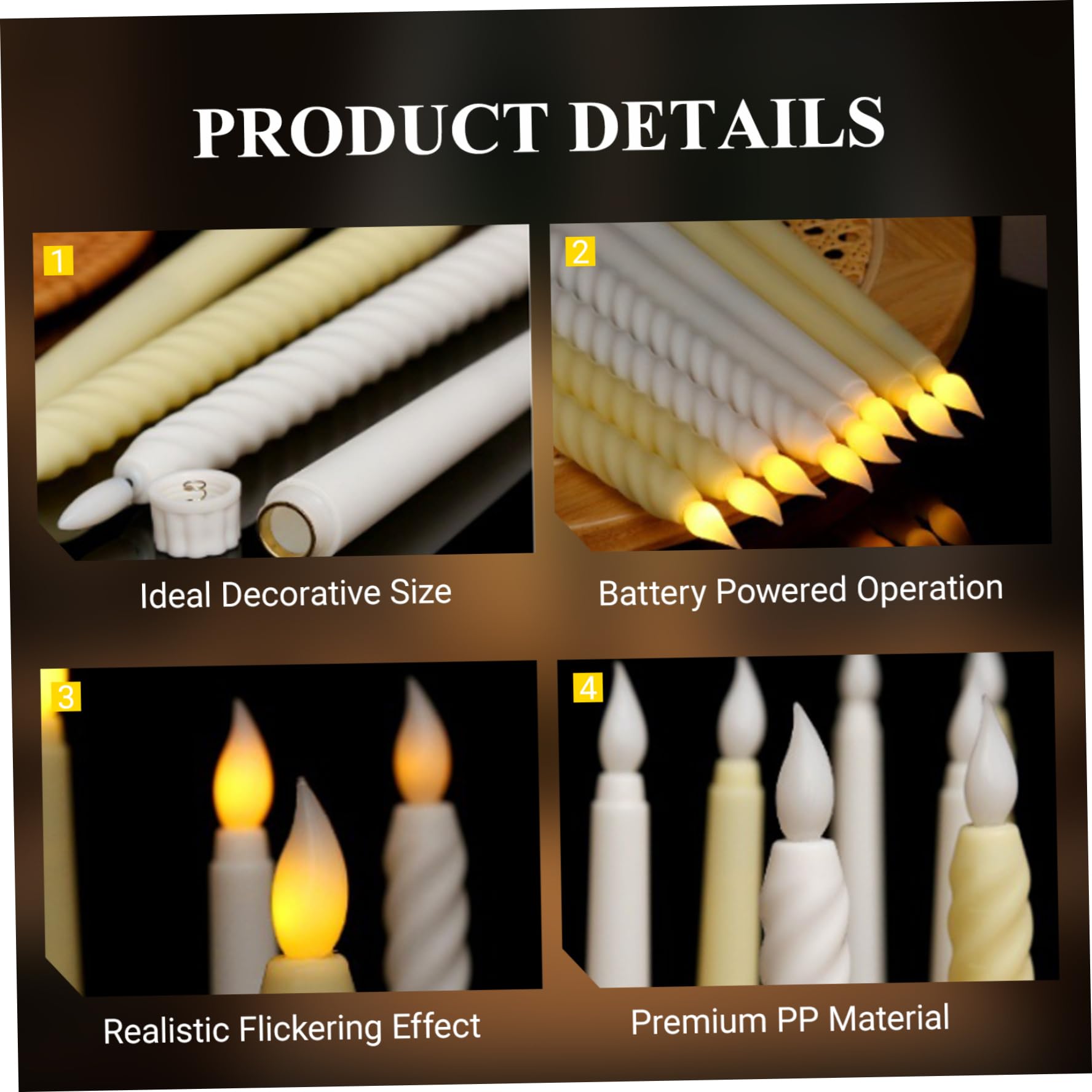 Candele LED coniche da 20 pezzi bianche da 9, 9 pollici, candele senza fiamma con effetto fiamma tremolante, candelieri elettronici a batteria per decorazioni nuziali elettroniche decorative coniche L