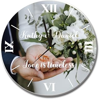 Personalized Wedding Gifts Personalized Clocks with Photo Custom Clocks for Walls Gifts with Photo for Wedding Birthday Anniversary Acrylic Time Clock for Room Decor (Design 2)