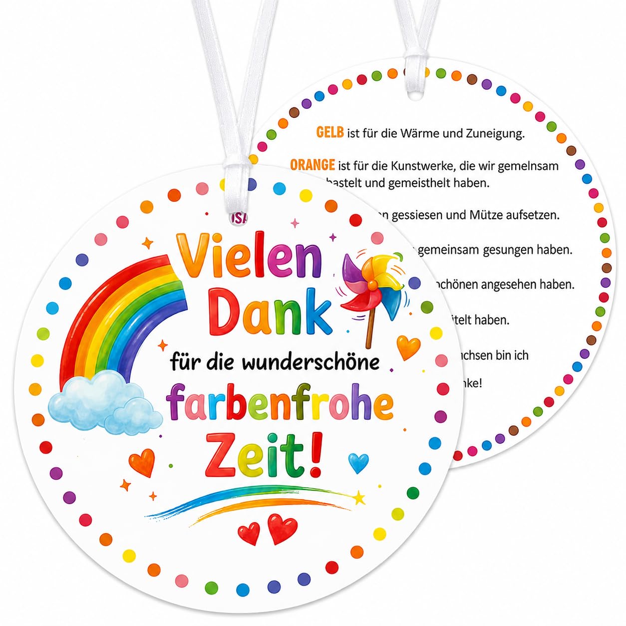 15 Stücke Abschiedsgeschenk Kindergarten Set, Anhänger Mit 2m Band, Buntes Abschiedsgeschenk Erzieherin Mit Doppelseitigem Druck, Einschulung Geschenk Abschied Für Die Kita