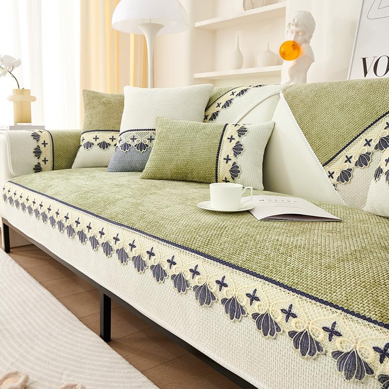 Housse de canapé d'angle en chenille lavable et protège-fauteuil