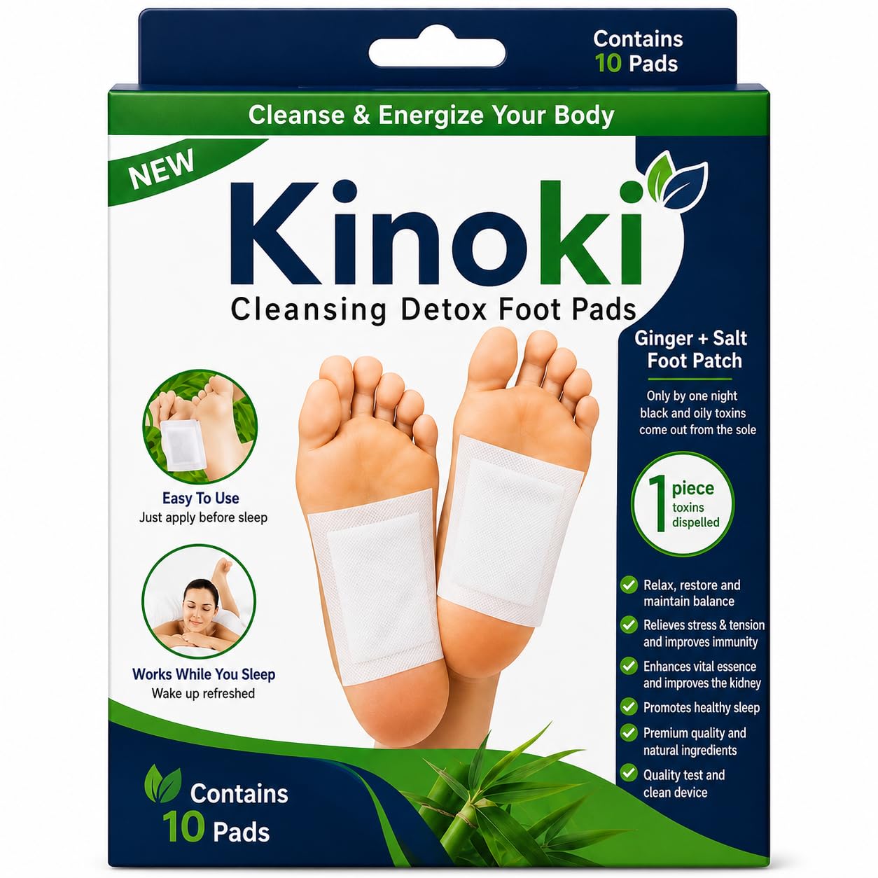Cleansing Detox Foot Pads (20 Patches, Pack of 2) | Natural Bamboo Vinegar & Ginger Herbal Foot Patches for Men & Women | Overnight Foot Care | Refresh Feet, Relax Muscles & Reduce Foot Odour-image-22