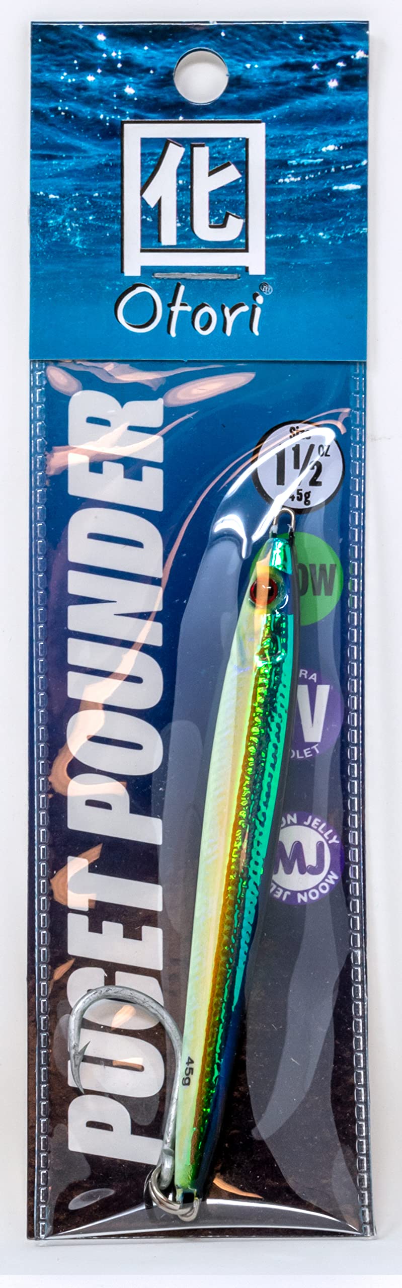 Otori Puget Pounder Jig, SL15-4, Blue/Yellow Glow UV Paint, 45g/1.5oz | Jigging Lure | Fishing Jig