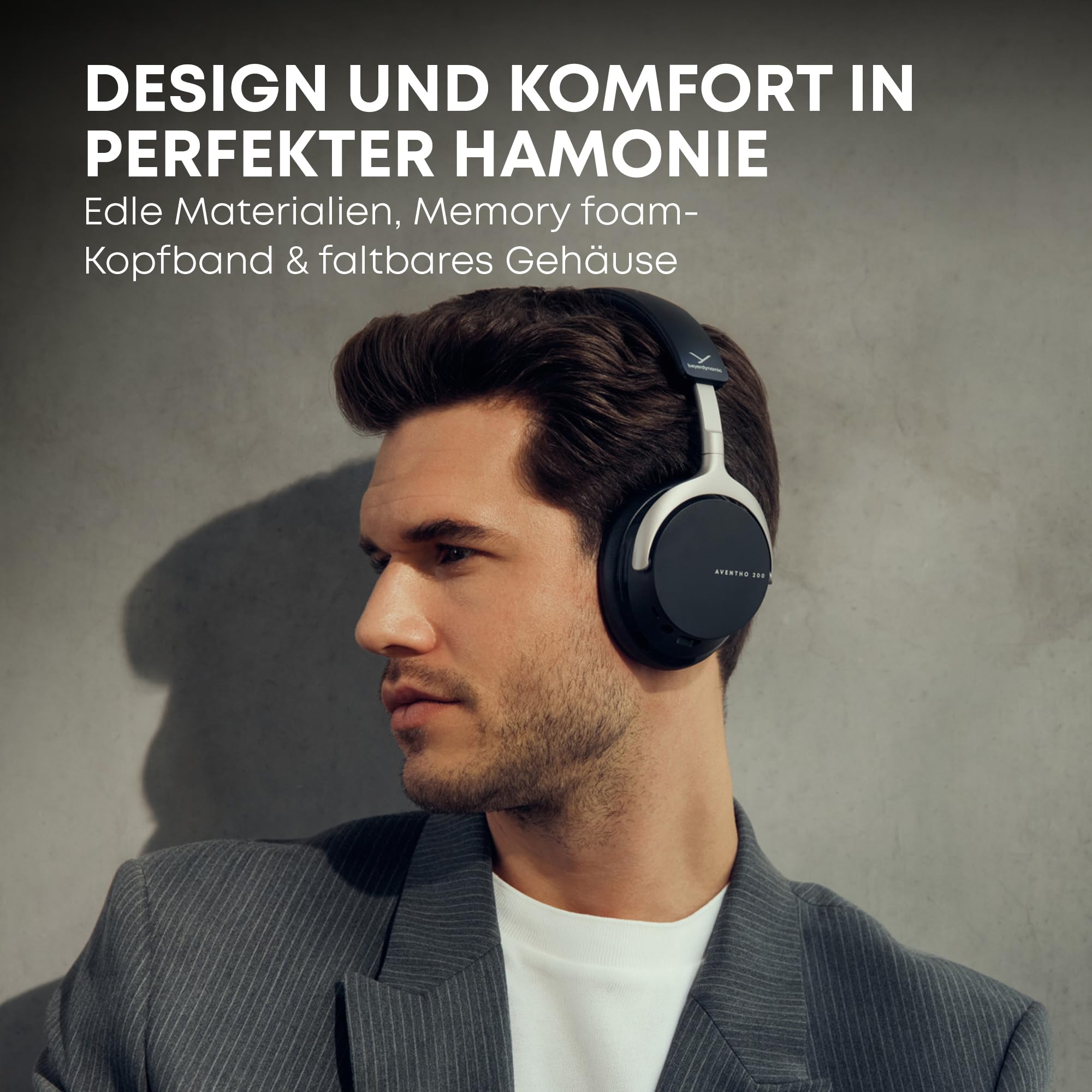 beyerdynamic AVENTHO 200 Wireless Over-Ear Kopfhörer mit aktiver Geräuschunterdrückung, 60 Stunden Akkulaufzeit, austauschbare Ohrpolster, Design in Nordic Grey - neues Update per App verfügbar