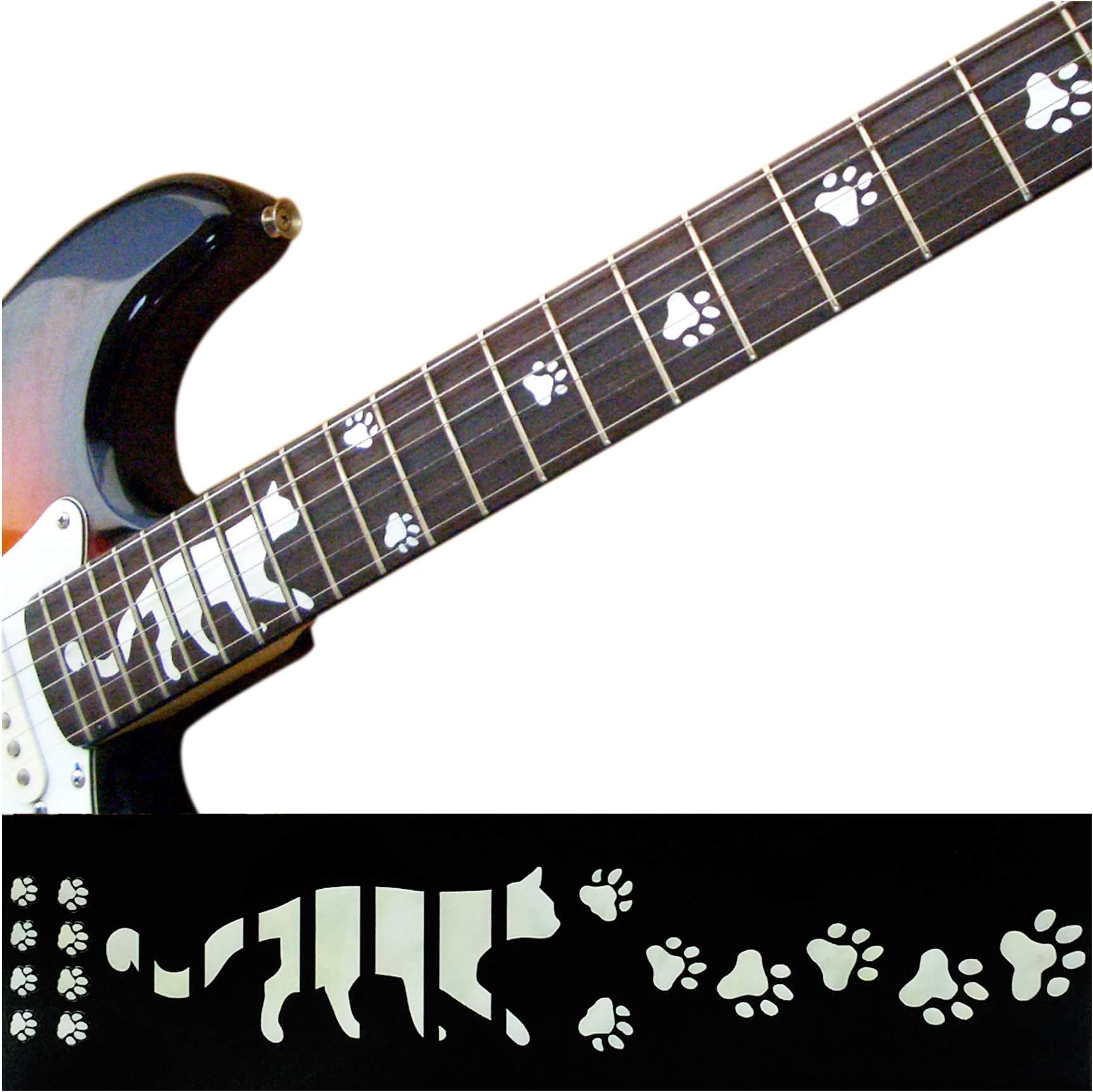 Jockomo 猫足/ホワイトパール ギターに貼る インレイステッカー