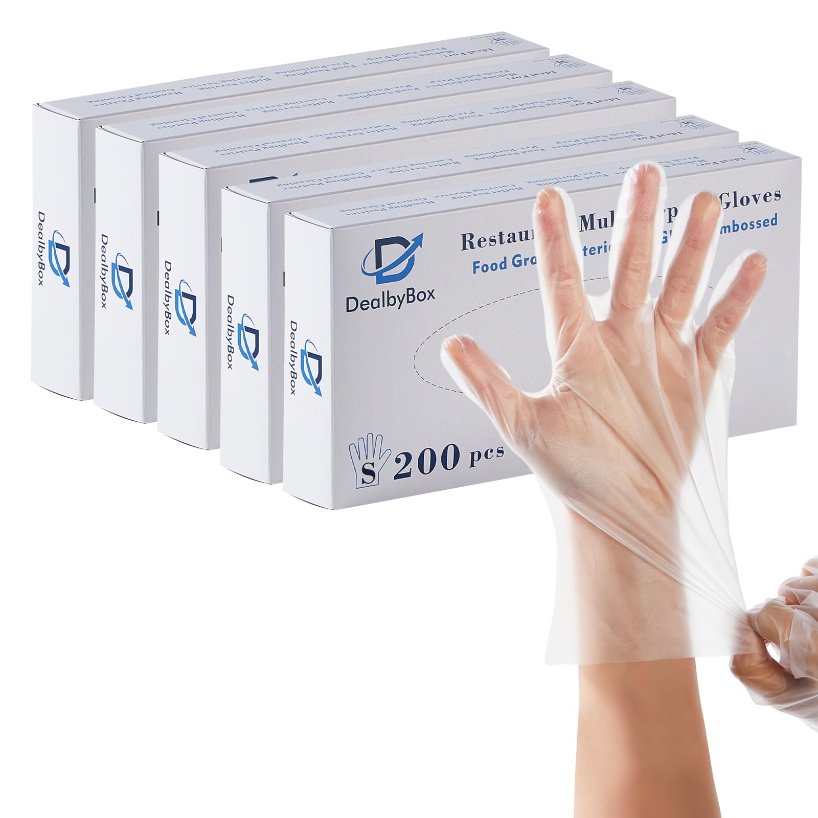 DealbyBox 1000pcs Plastic Food Safe Gloves, Disposable Gloves for Restaurant Cooking, Food Handling, Serving, Prep,Baking. (Large)