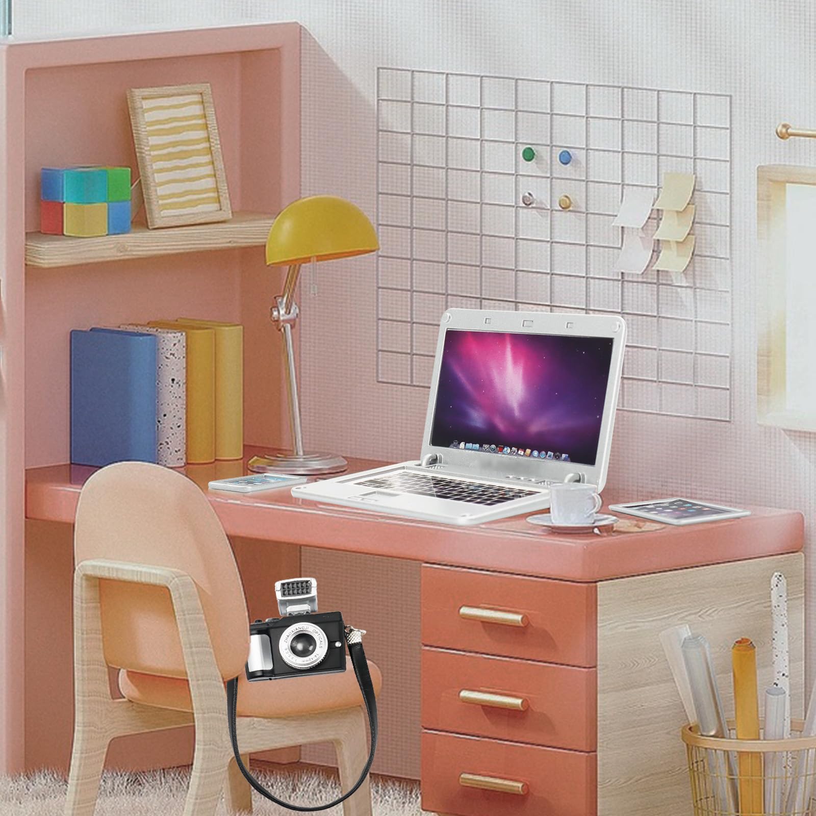 Miniatur Elektronik-Set – Laptop, Tablet, Handy, Kamera Für Puppenhaus, Maßstab 1/4, 1/6, 1/12, 4-teilig
