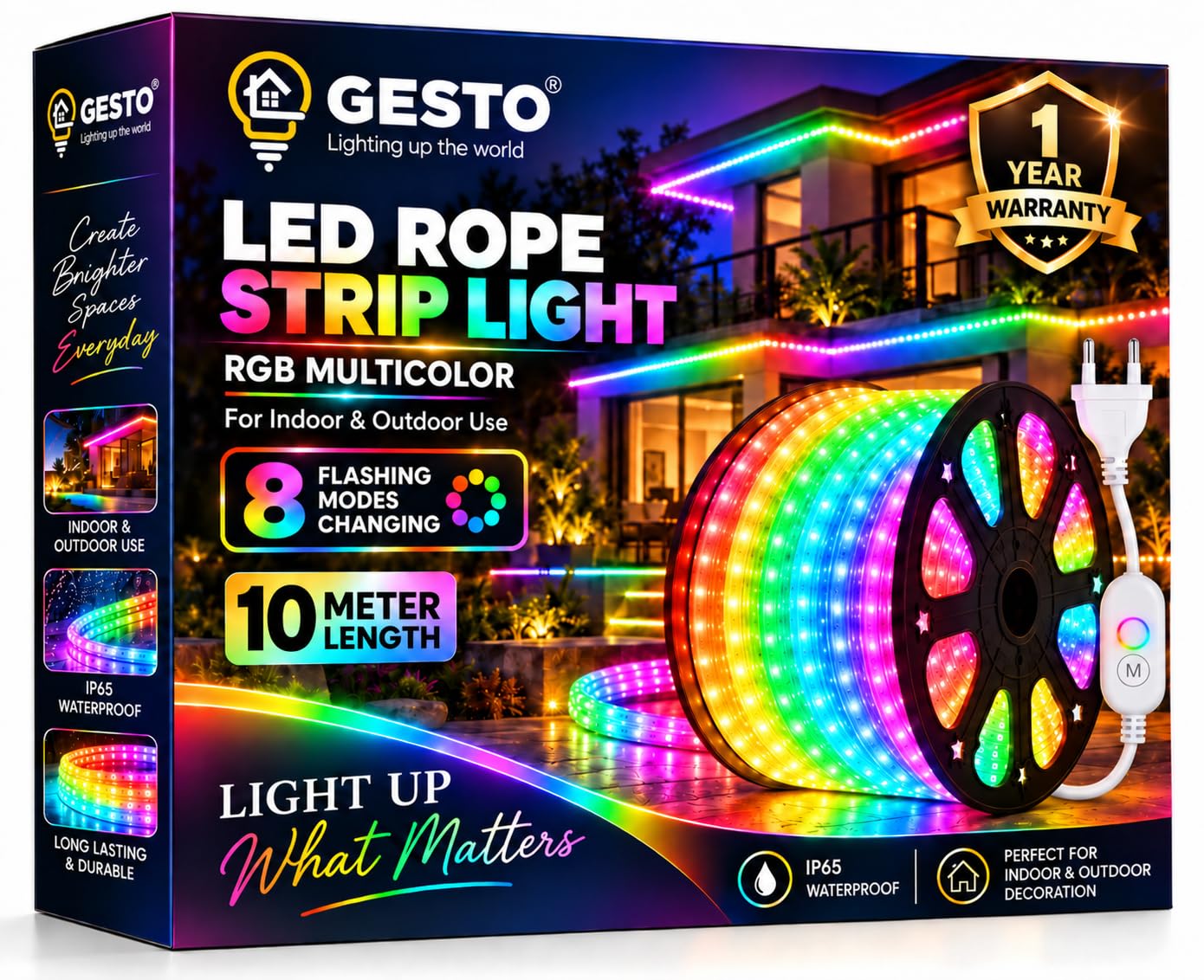 Gesto RGB LED Strip Lights - 15m Multicolor, 8 Modes -10