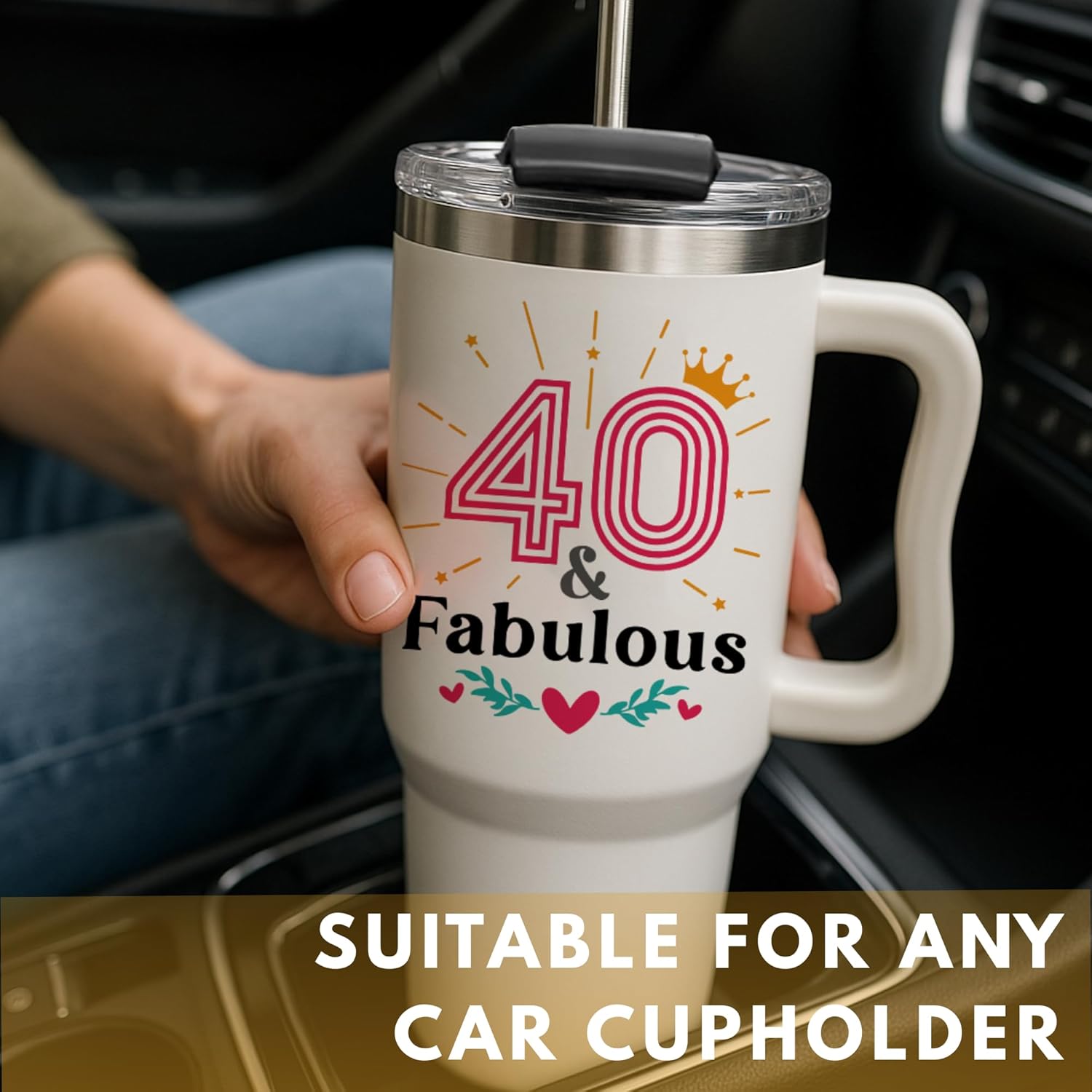 Vivulla68 40th Birthday Gifts Women - 40th Birthday Gifts For Women, Her, Mom - 40 Year Old Gift Ideas For Female, Turning 40, Forty Years Old Gift For Lady, 40 and Fabulous Tumbler 40 Oz, 1985 Cup - Image 8