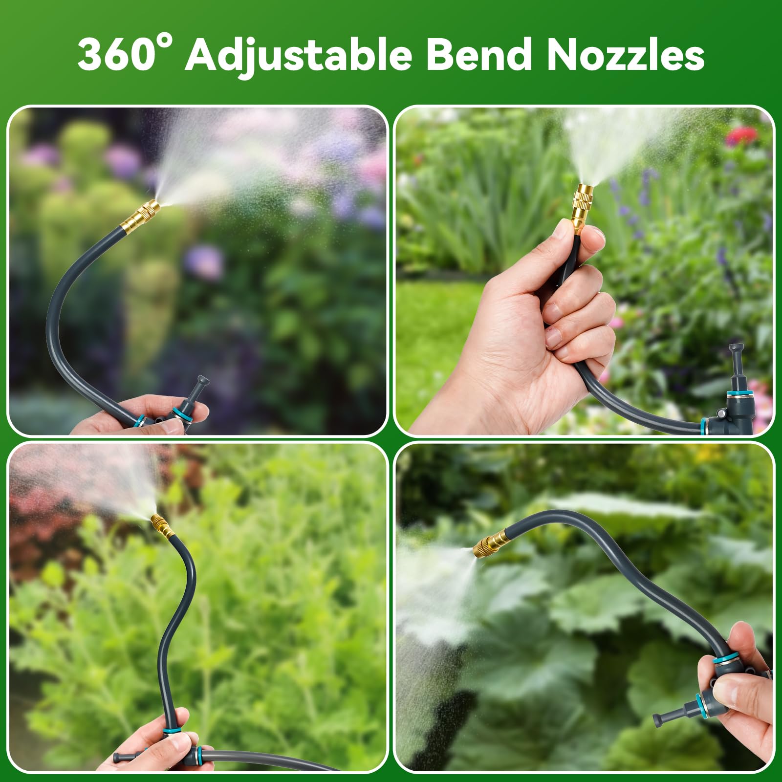 60m Bewässerungssystem, 360° Automatisches Garten Bewässerungssystem, Bewässerungssystem Garten, Geeignet Für Gartenpflanzen, Blumenbeete, Gärten, Topfpflanzen Und Rasenflächen