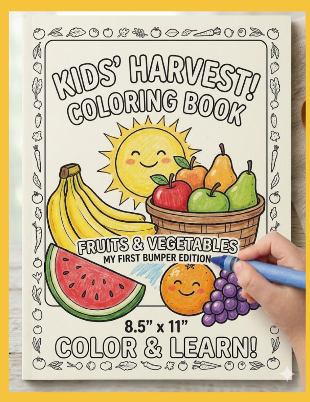 Fruits & Vegetables Coloring Book: Fun Coloring Book