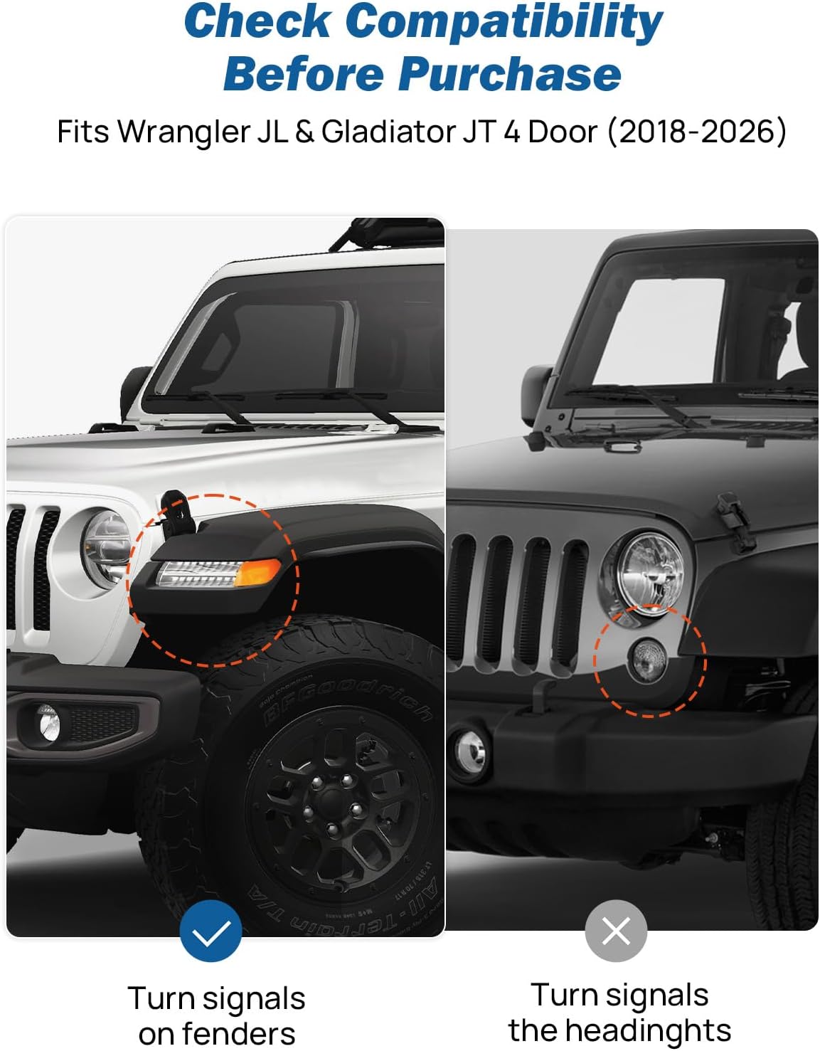 JOYTUTUS Tube Half Doors Compatible with 2018-2026 Wrangler JLU & 2020-2026 Gladiator JT 4 Doors, US Flag Pattern Off Road Front & Rear Tubular Doors for Adventure