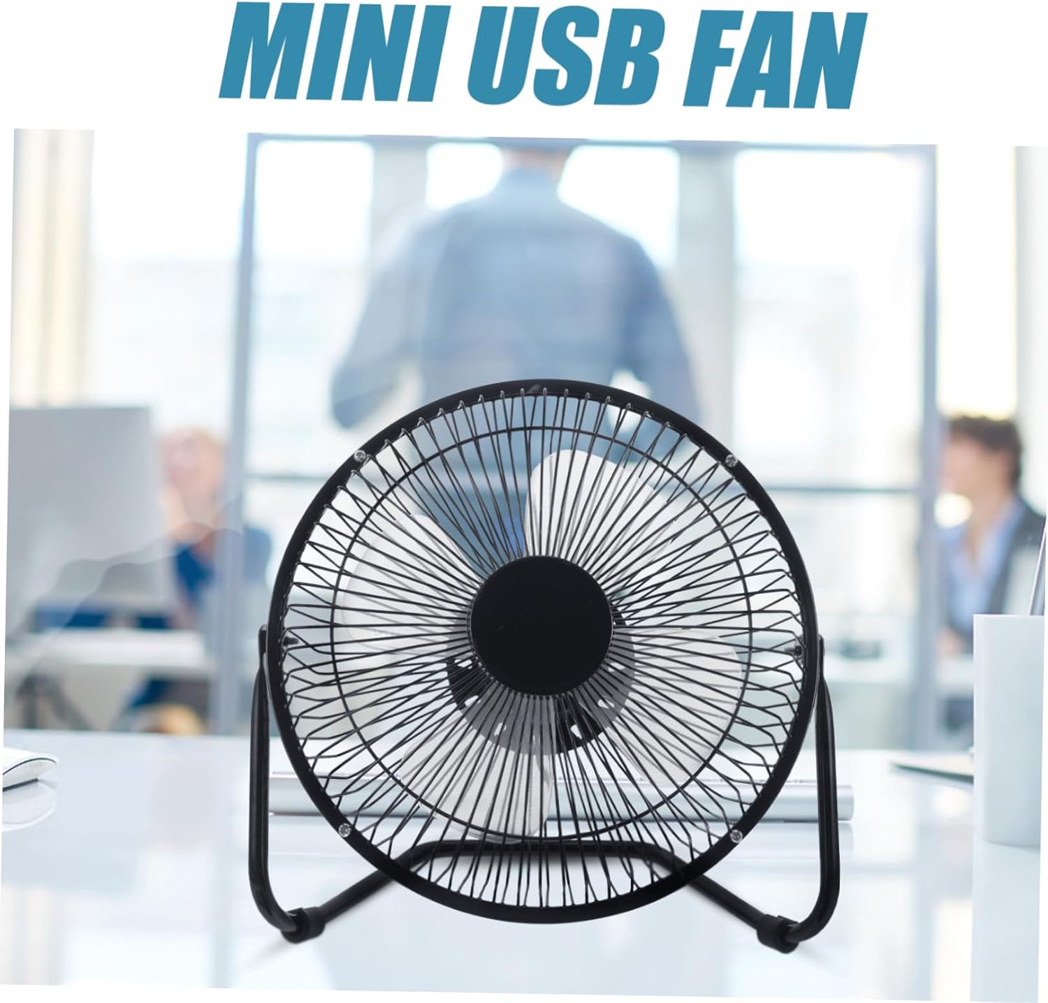 balacoo 360Degree Retro USB Desktop Fan Quiet Mini Cooling Fan for Home Office Metal Design USB Powered for PC and Laptop Use