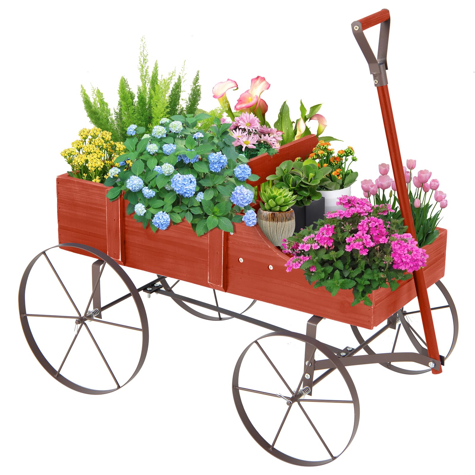 Amazon.com: HAPPYGRILL Wooden Wagon Planter, 24.5” x 13.5” x 24
