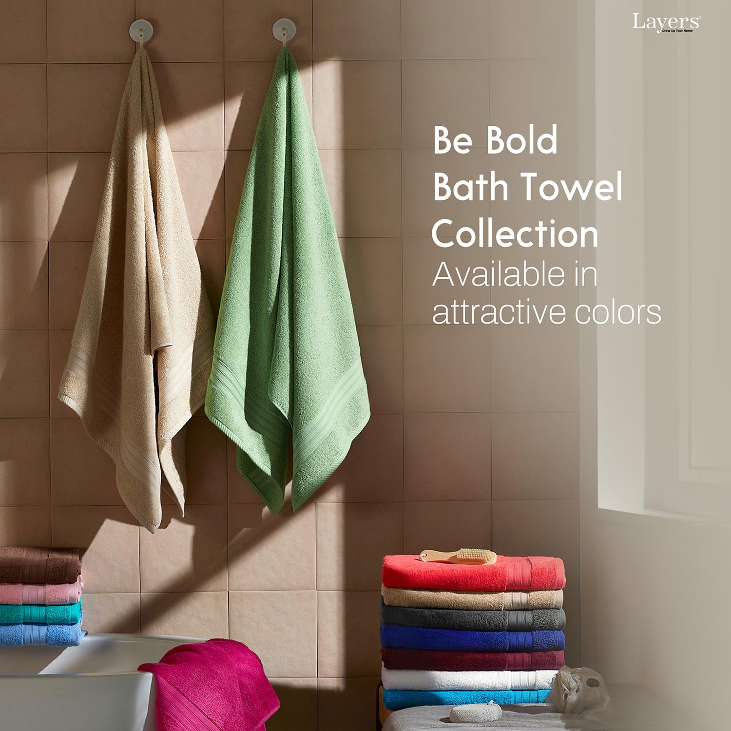Layers 100% Cotton Bath Towels - Soft & Absorbent -5