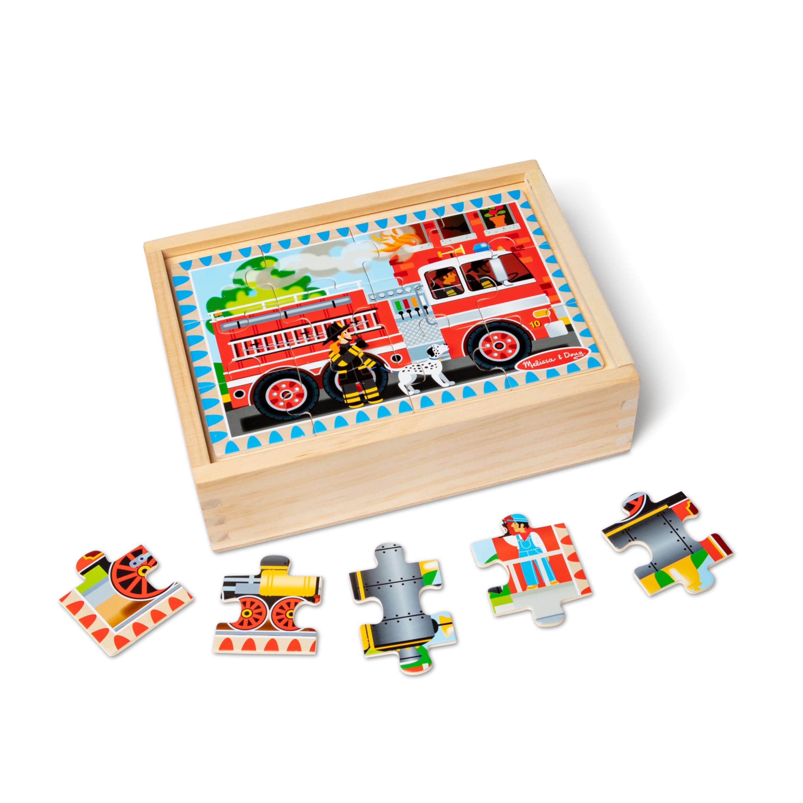 Melissa & Doug Wooden Jigsaw Puzzles in a Box 2-Pack for Preschool Boys and Girls - Pets, Vehicles - Image 4