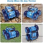 Voitures de télécommande à recharge directe rapide pour enfants, voitures amphibies Rc avec LED Lumières 360° Roulement de voitures 2.4Ghz 15km/h 4WD Tous terrains RC Camions pour garçons filles âgées 3+