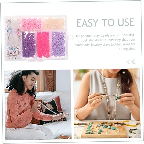 Miniatura 3 de EXCEART Juego de 2 cajas de cerámica suave, cuentas de arcilla polimérica para manualidades, cuentas de vidrio para hacer joyas, cuentas del