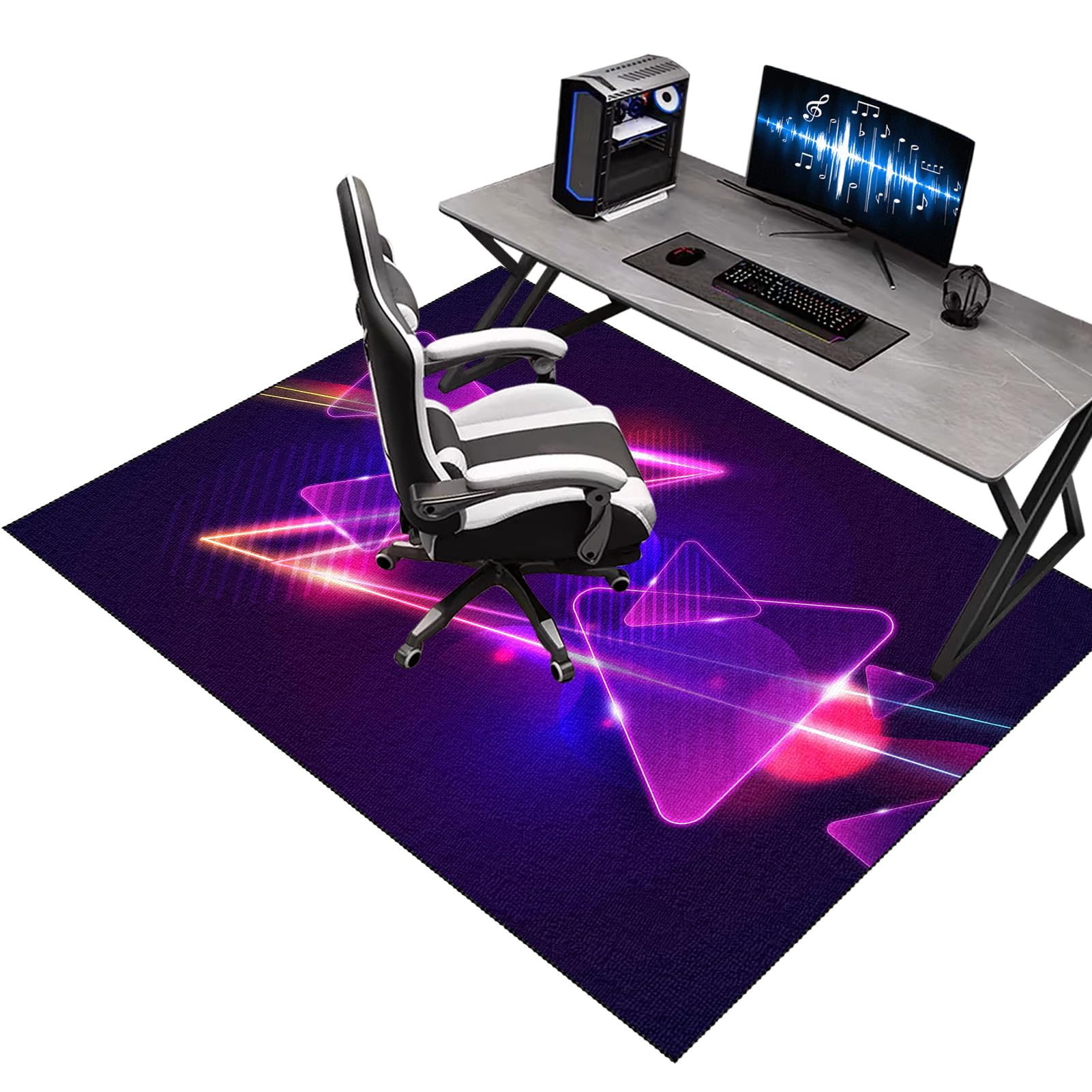 Heavy Duty Office Gaming Chair Mat, Floor Protection Mat for Rolling Chairs, Non-slip Gaming Chair Mat, Computer Desk Chair Mat, Unrolled Chair Mat for Carpeted and Hard Floor 100 x 140 cm