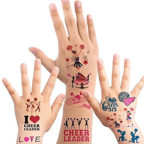 Miniatura 1 de Oringaga 384 tatuajes temporales de porristas para niños, juego de porristas deportivas, chicas, danza, cumpleaños, baby shower, suministros de