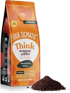 Organic Ground Mushroom Coffee by Four Sigmatic | Dark Roast, Fair Trade Gourmet Coffee with Lion's Mane, Chaga & Mushroom Powder | Immune Boosting Coffee for Focus & Immune Support | 12oz Bag