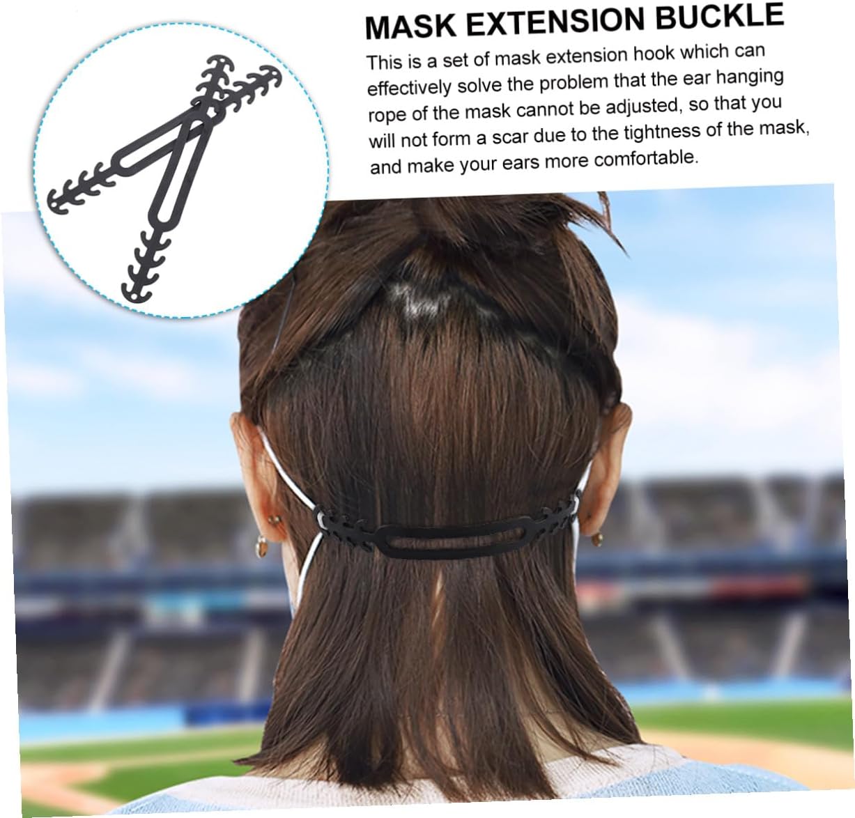 20pcs Dark Strap Extension Buckle and Ear Hook Set, Soft Silicone Anti-Tightening Strap Extender for Comfortable Ear Protection, Adjustable Mask Accessory for Daily Use and Outdoor