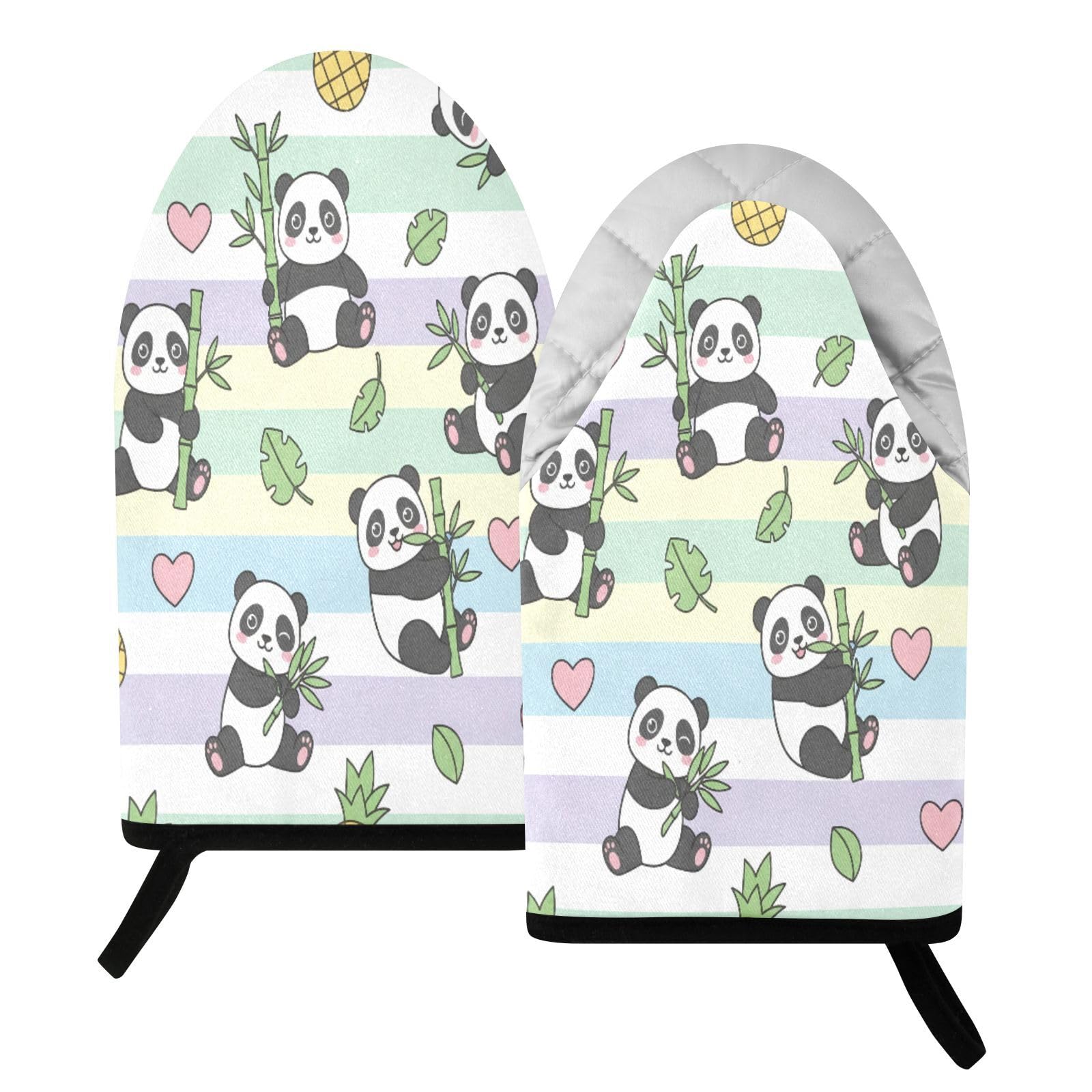 BURSTDDY Cartoon Panda Oven Mitt,Heat Resistant Kitchen Mitts for Cooking