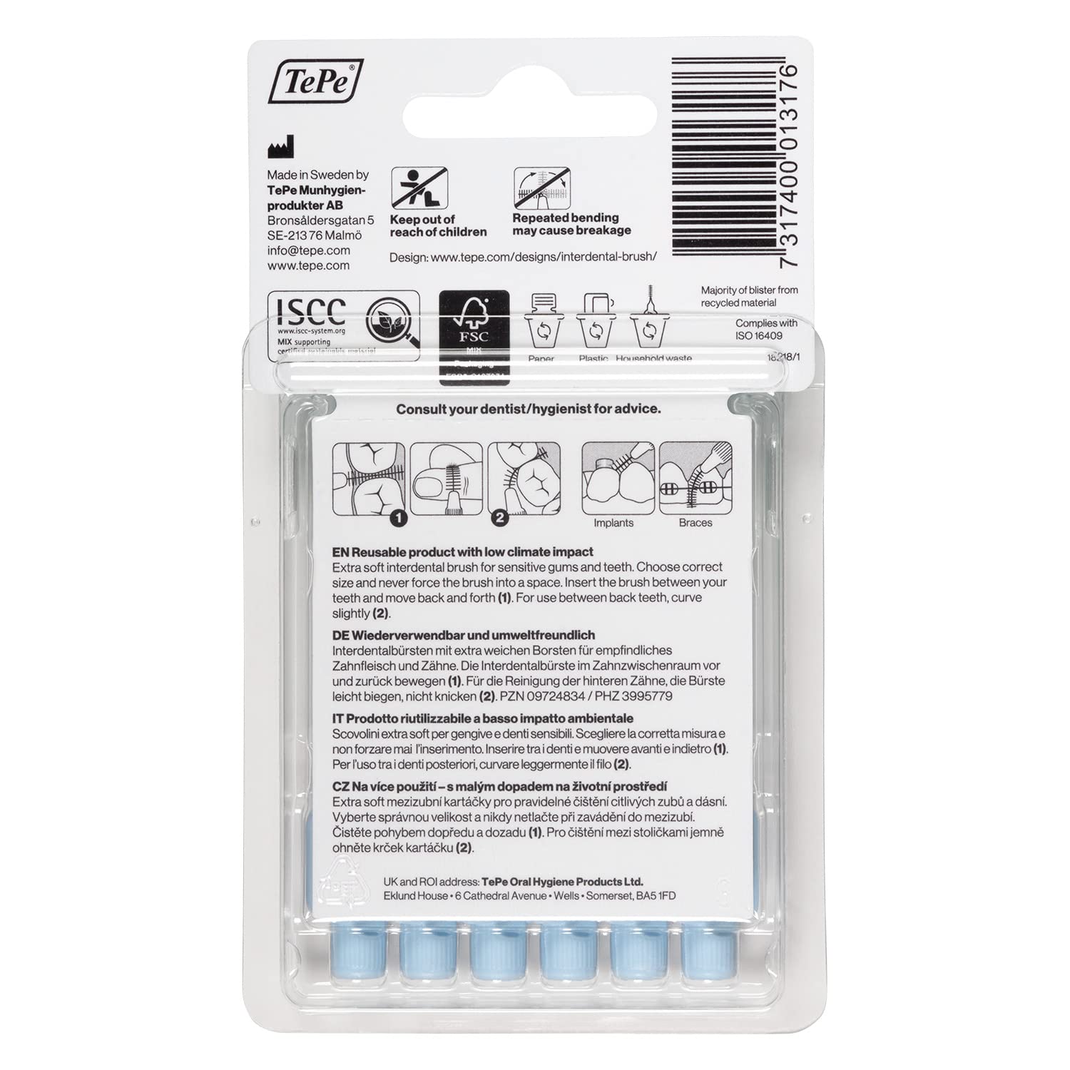 TEPE Blister X-Soft 0.6 MM - MAVİ Diş Arayüz Fırçası (1x 8 Adet) (2 paketi)