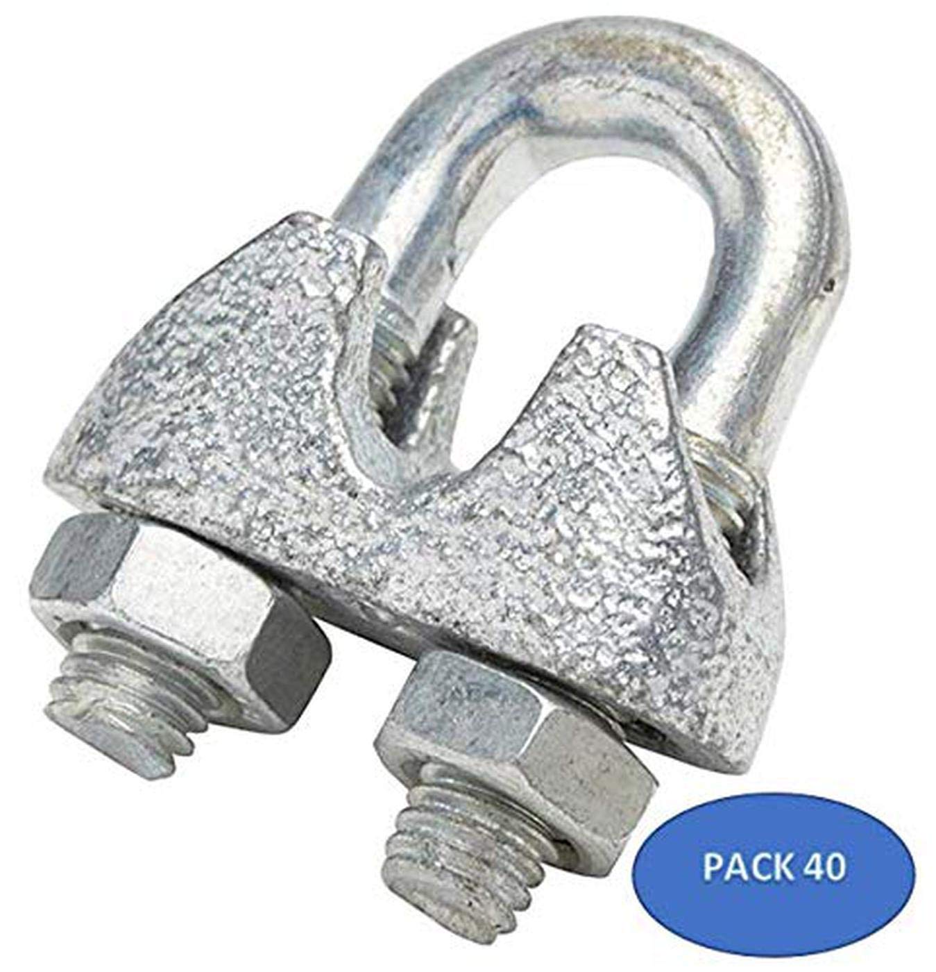 Buy DOJA INDUSTRIAL WIRE ROPE CLIP CABLE CLAMP M6 PACK 40 Steel