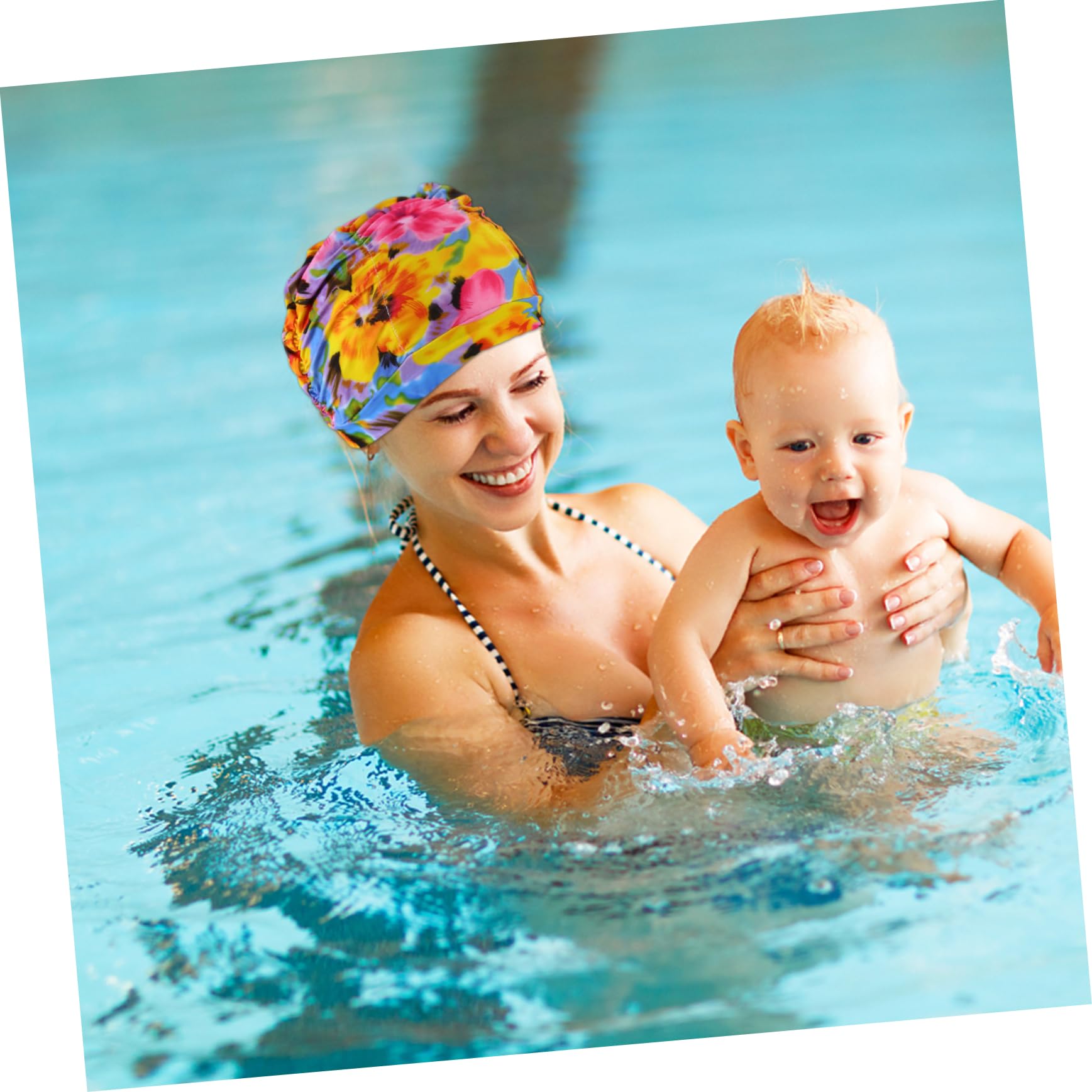 6 Piezas Gorros de Natación Plisados Impermeables para Mujer y Hombre Estampados Aleatorios Elásticos y para Protección y Comodidad Piscina y Baño