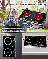 Vista 6 de Portable Infrared 2 Burner 3500 Electri Burner with 2 Hours Timer-Electric Hot Plate Touch Control Panel Adjustable Heating Power Glass Plate