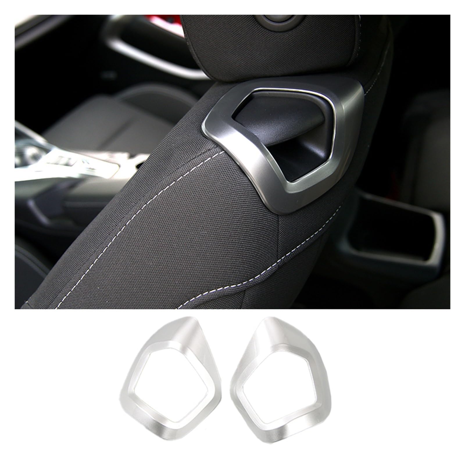 Tingyus Silver For Chevrolet For Camaro 2017-2022 Up Interior Accessories Car Seat Backrest Manual Adjustment Handle Trim Cover Car Interior Mouldings(Silver)