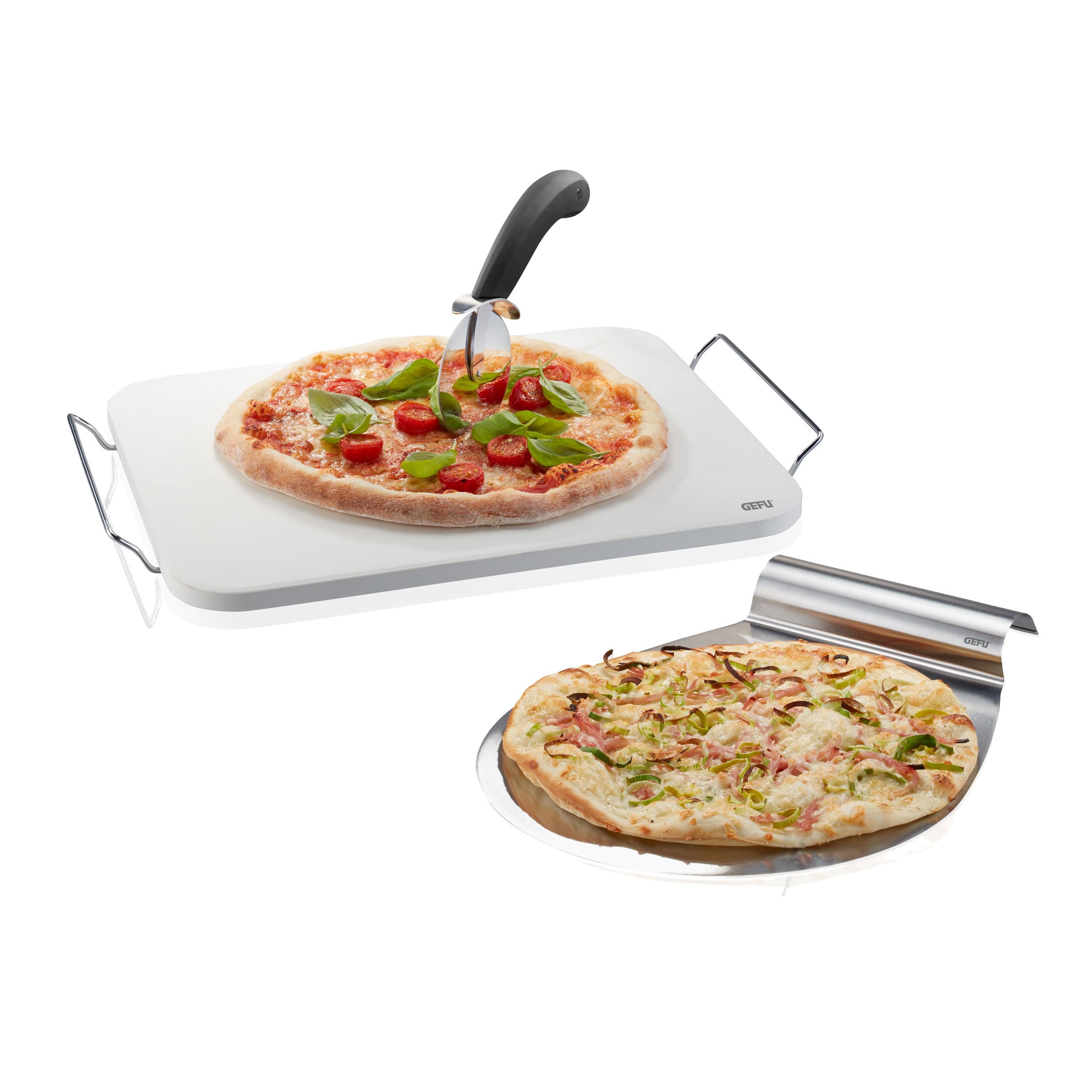 GEFU Pizzastein Set Darioso - Backstein für Grill & Ofen inkl. Zubehör