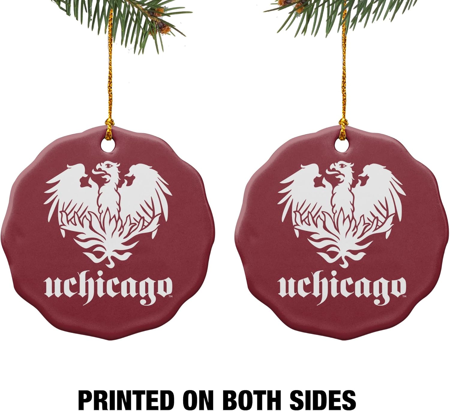 GRAPHICS & MORE University of Chicago Primary Logo Porcelain Scalloped Holiday Christmas Tree Ornament - 2.8" (7.1 cm) - Image 2