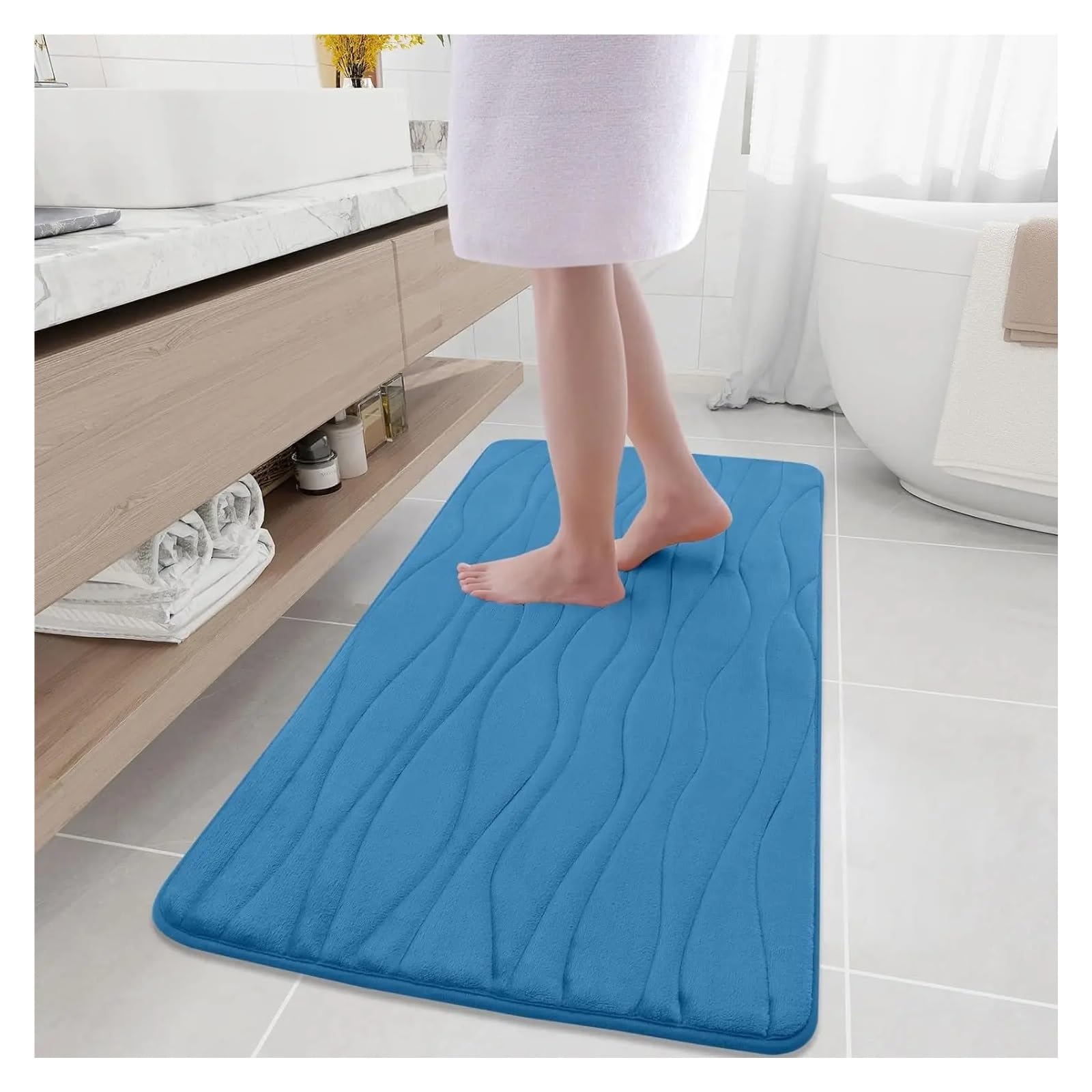 Tappeto da Bagno Morbido Assorbente in Memory Foam, Spesso, in Velluto Corallo, Antiscivolo, for Il Bagno(Gray,50x80cm)