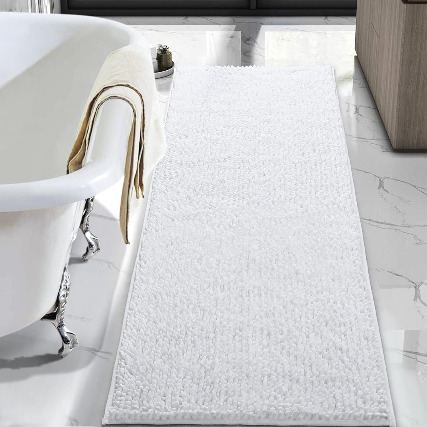 LOCHAS Luxury Bathroom Rug Runner Non Slip Chenille Bath