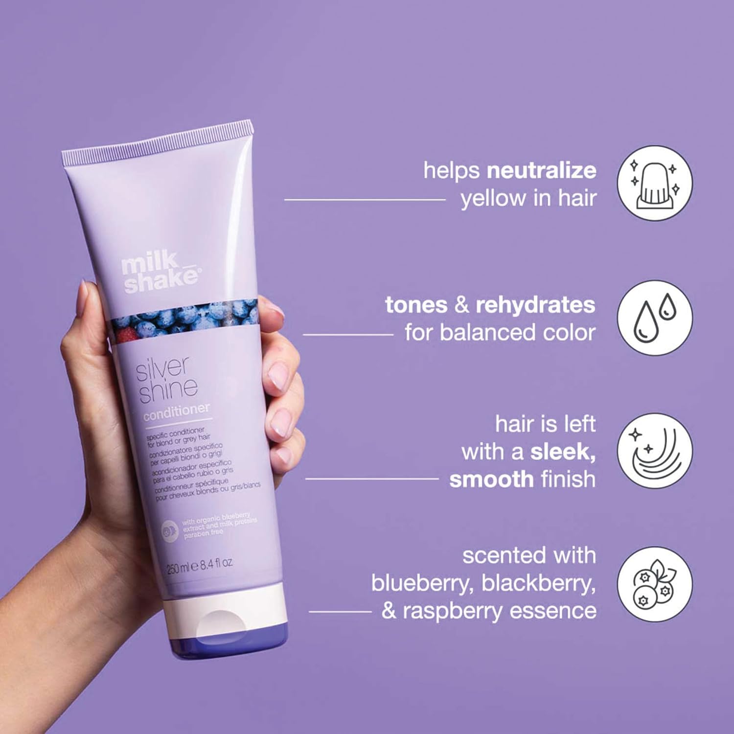 milk_shake Silver Shine Purple Conditioner for Blonde Hair - Blonde Toner for Brassy Hair - Image 2