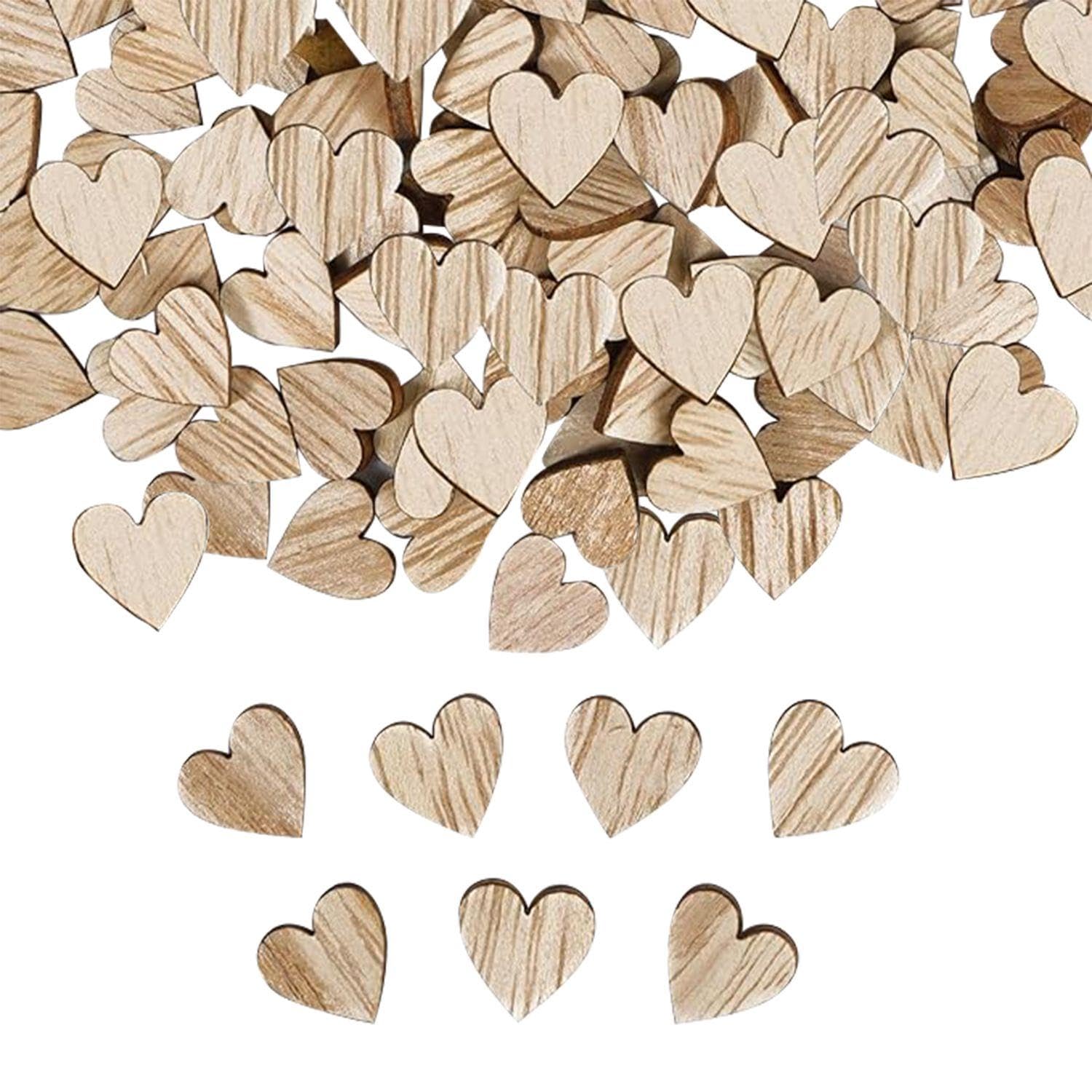 EOWVISN 200Pcs Wooden Heart Decorative Slices, Heart Decorative Wooden Slices, Wedding Table Decoration Wooden Slices, Boy Girls Christening Decorations, Christening Confetti