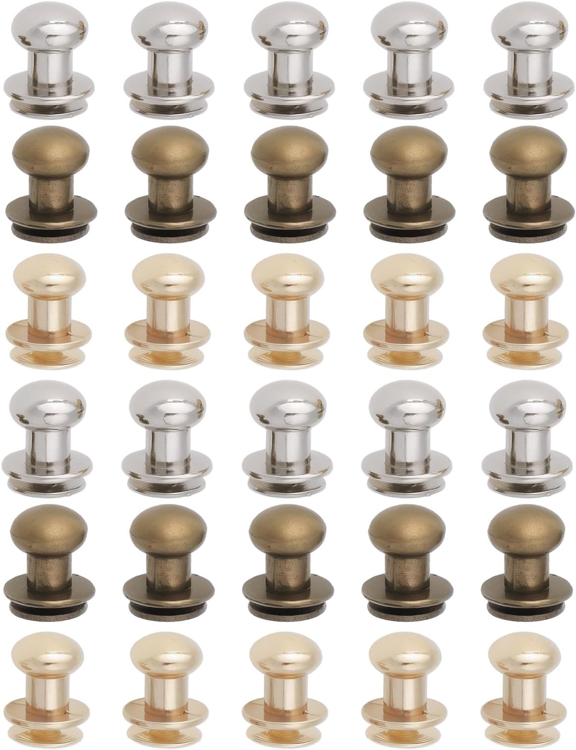 30Pcs Mini Drawer Knobs Jewelry Box Small Knobs with Srew for Furniture Doors Cabinets Dressing Tables Wardrobes Chests of Drawers(Silver Bronze Gold)