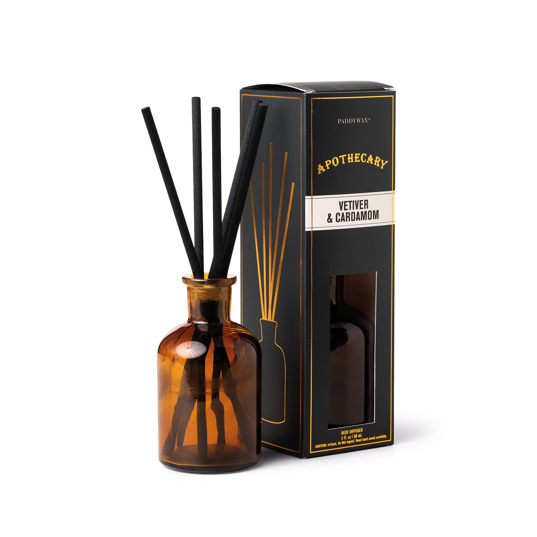 Paddywax Vetiver & Cardamom Apothecary Collection Reed Fragrance Diffuser, 3-Ounce,