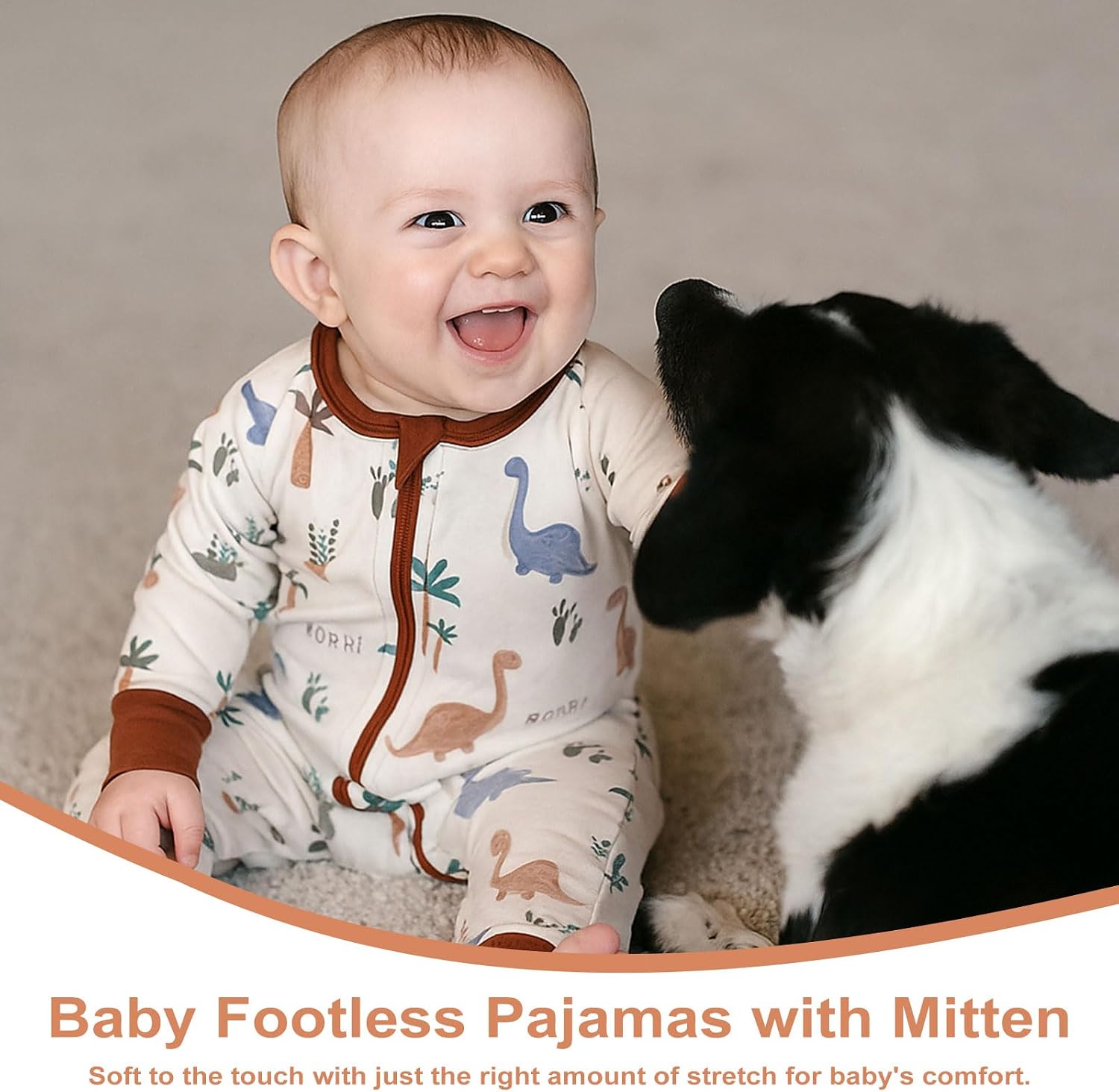 DEFAHN Rayon from Bamboo Baby Pajamas 2Pcs Footless Sleeper with Mittens Cuff 2-Way Zipper One-Piece Romper for Baby Girl Boy