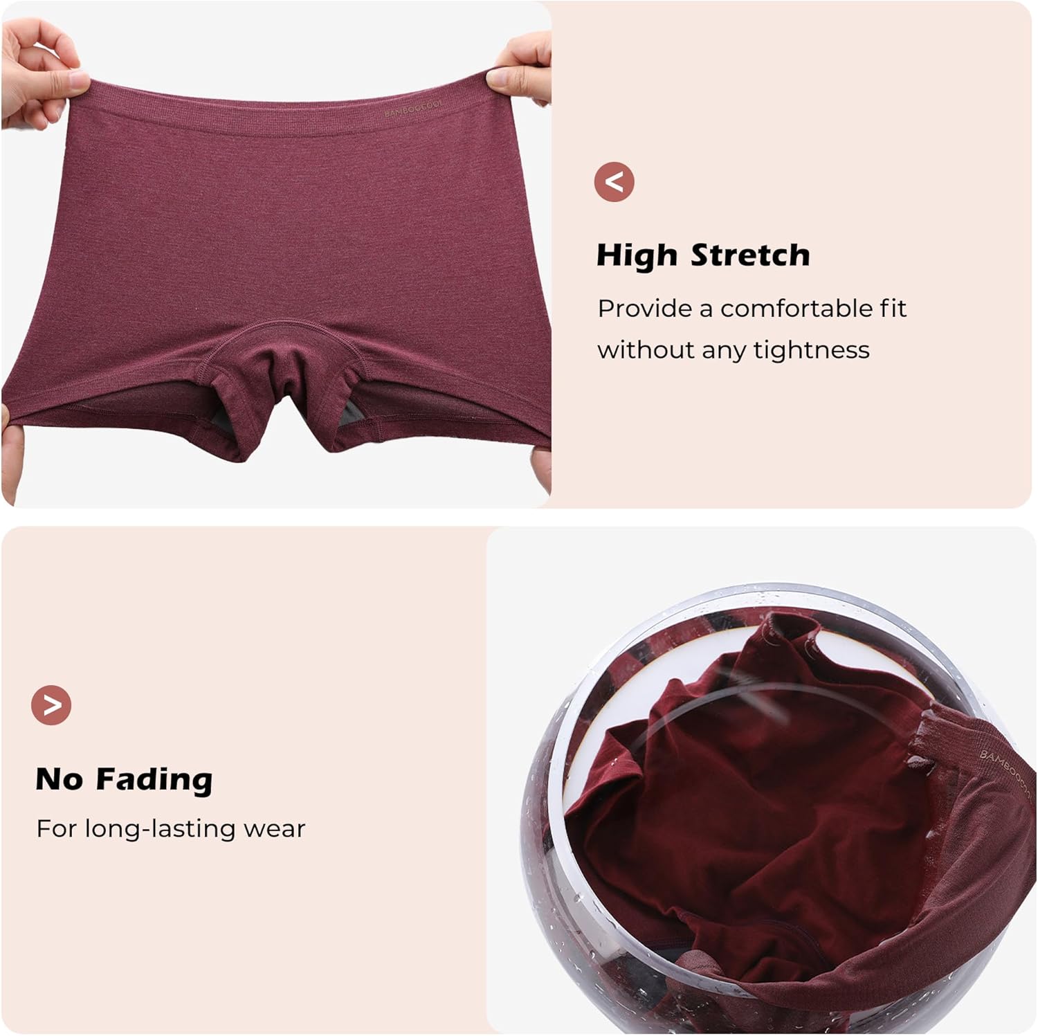 BAMBOO COOL Womens BoyShorts Underwear Seamless Boxer Briefs Mid Rise Full Coverage Breathable Stretch Ladies Panties 5 Pack - Image 6