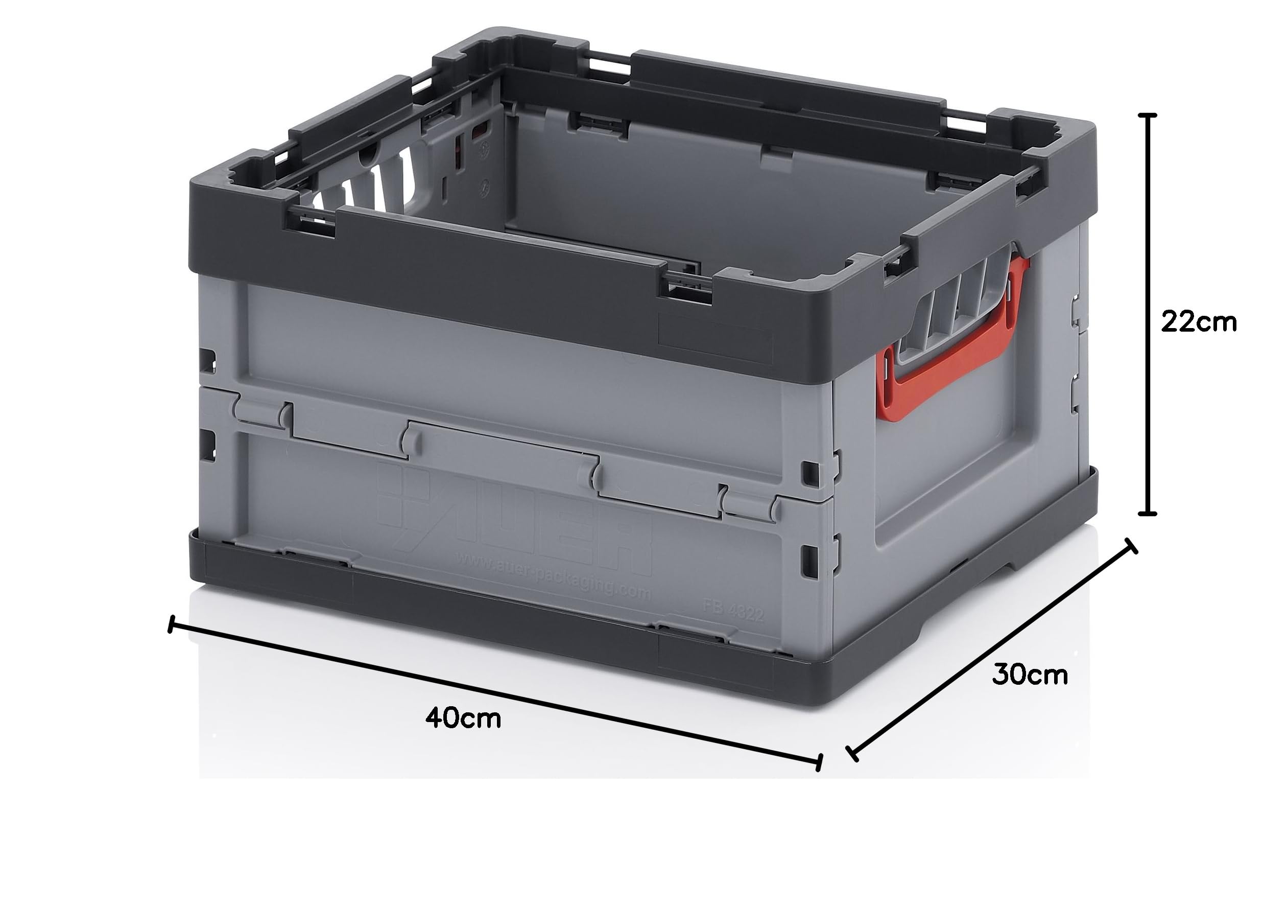 Auer Packaging 5 x profesjonalne składane pudełko 40 x 30 x 22 – zestaw ze stabilnymi, składanymi pudełkami, możliwość układania w stos, 40 x 30 x 22 cm