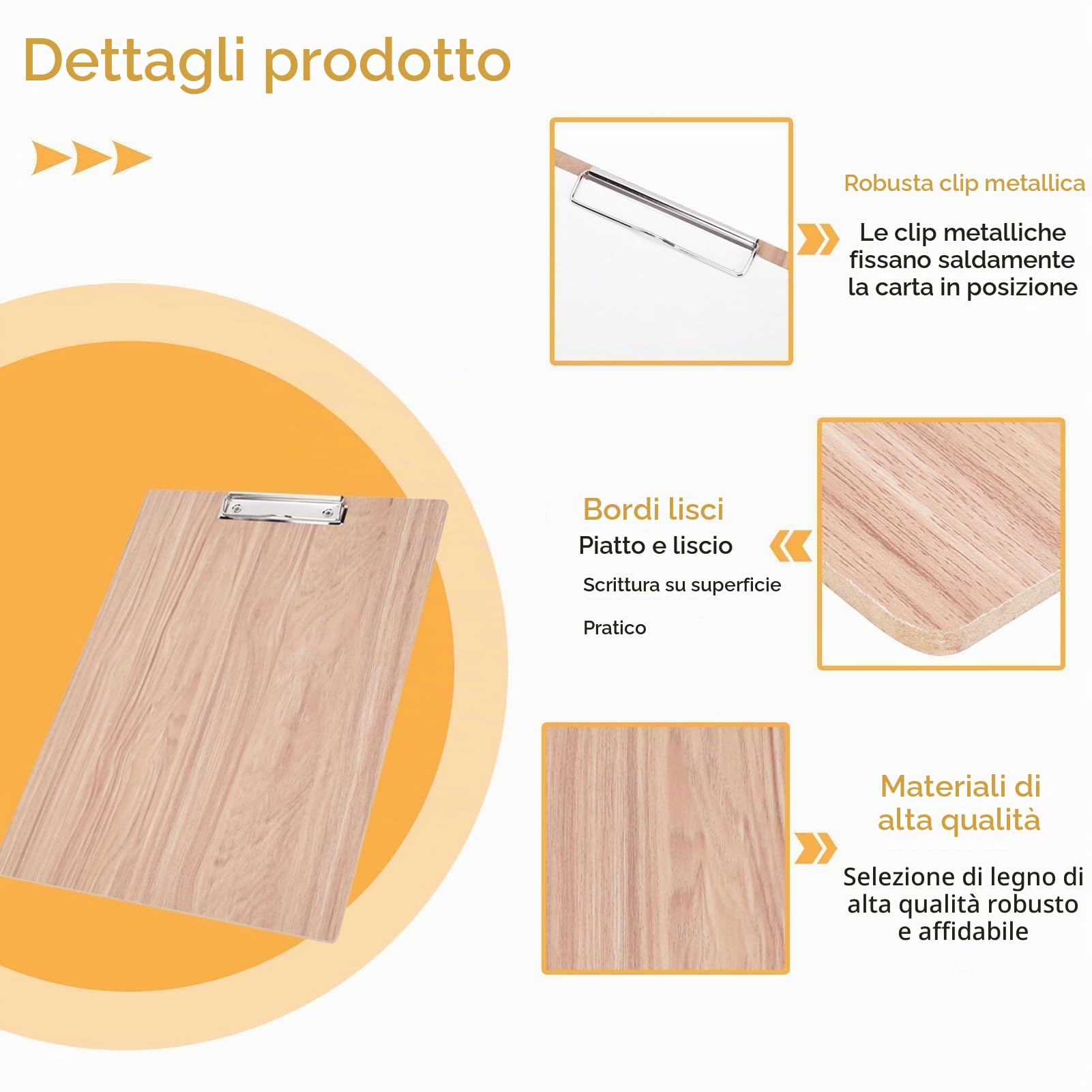 HERCHR Appunti per schizzi in legno, tavola da Disegno in Legno per artisti 8K, Impermeabile Viaggio Pittura Tavola, Blocco da disegno in legno Con Clip in metallo per Classe Studio