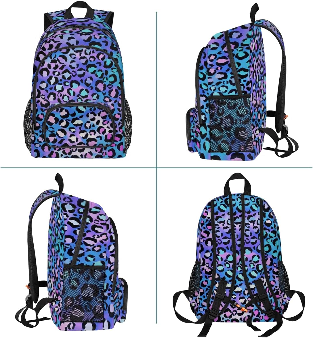 School Backpack Casual Bookbag with Multiple Pockets 18 inch Laptop Backpacks for Travel Hiking, Schoolbag for Students Girls Boys Women Men, Fashion Leopard Print - Image 5