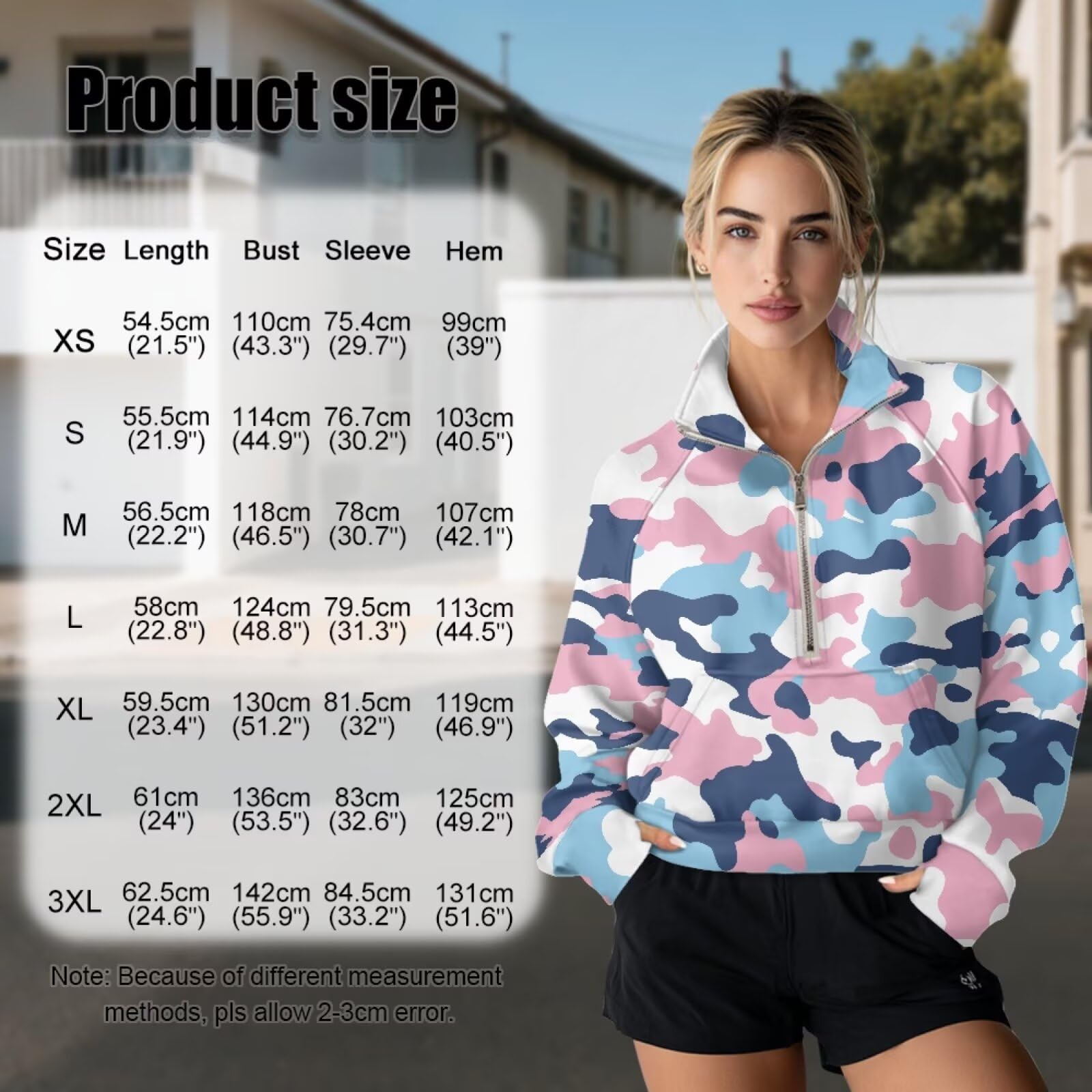 Poceacles Sudadera corta para mujer con 1/2 cremallera y agujero para el pulgar, cuello alto falso, sudadera de gran tamaño, sudadera con capucha suave