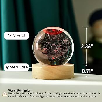 Amazon.co.jp: IFOLAINA 3Dソーラーシステムクリスタルボール 60mm