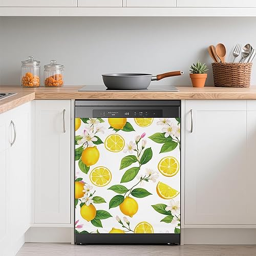 Miniatura 14 de Cubierta decorativa de imanes para lavavajillas de los años 70, diseño floral retro, impermeable, magnético, para lavavajillas, cubierta magnética